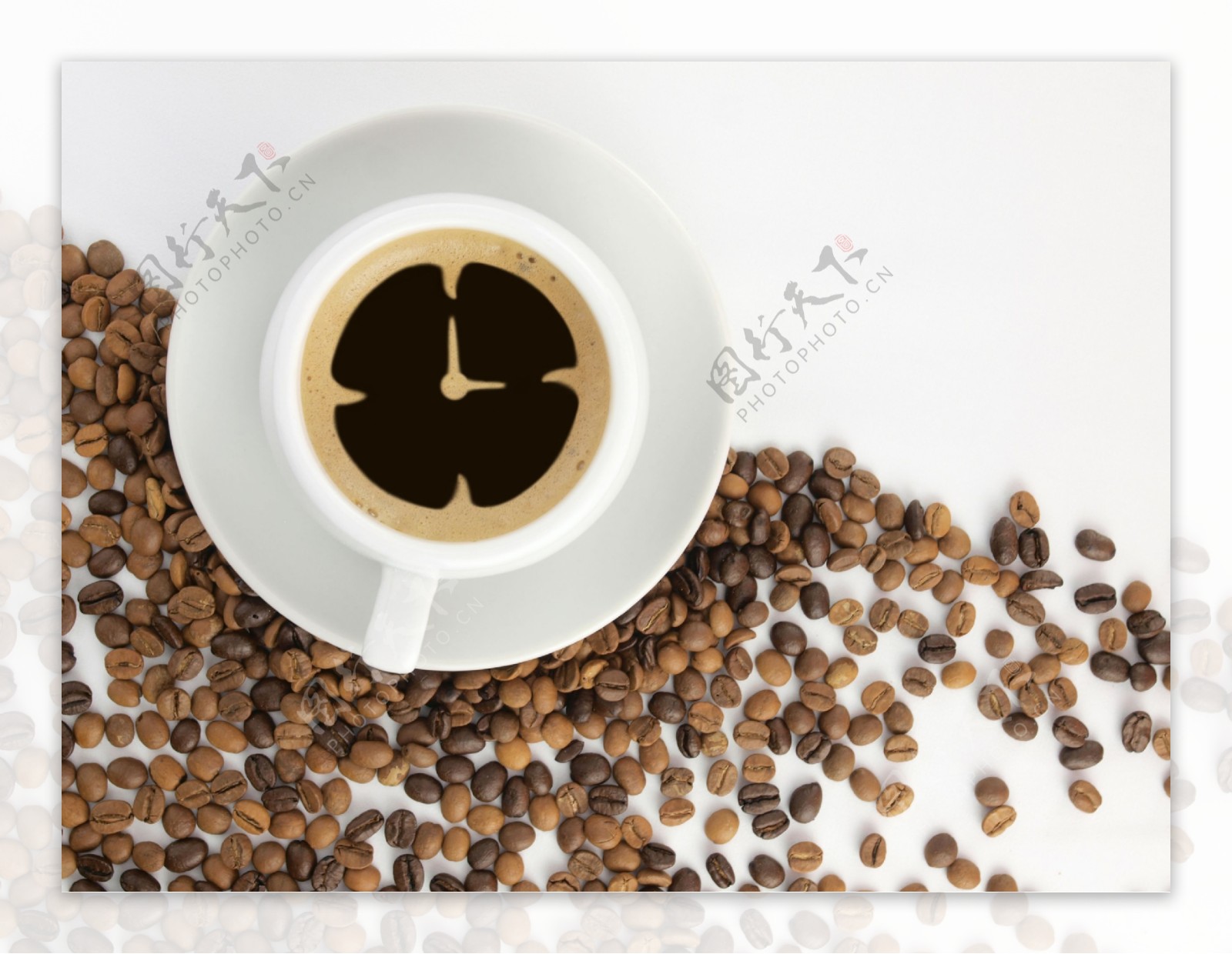 咖啡豆和花样咖啡图片