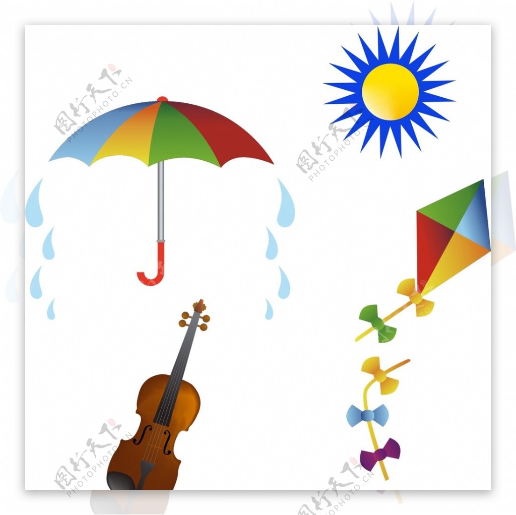 雨伞风筝小提琴太阳
