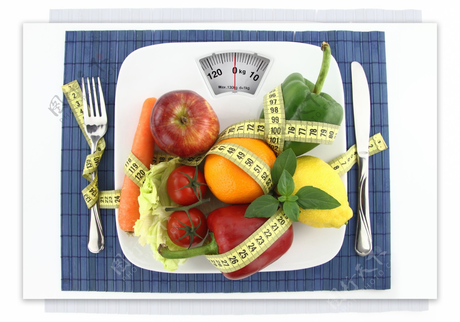 体重仪与水果蔬菜图片