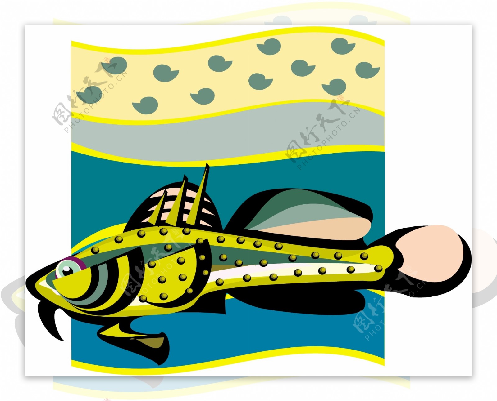 五彩小鱼水生动物矢量素材EPS格式0051
