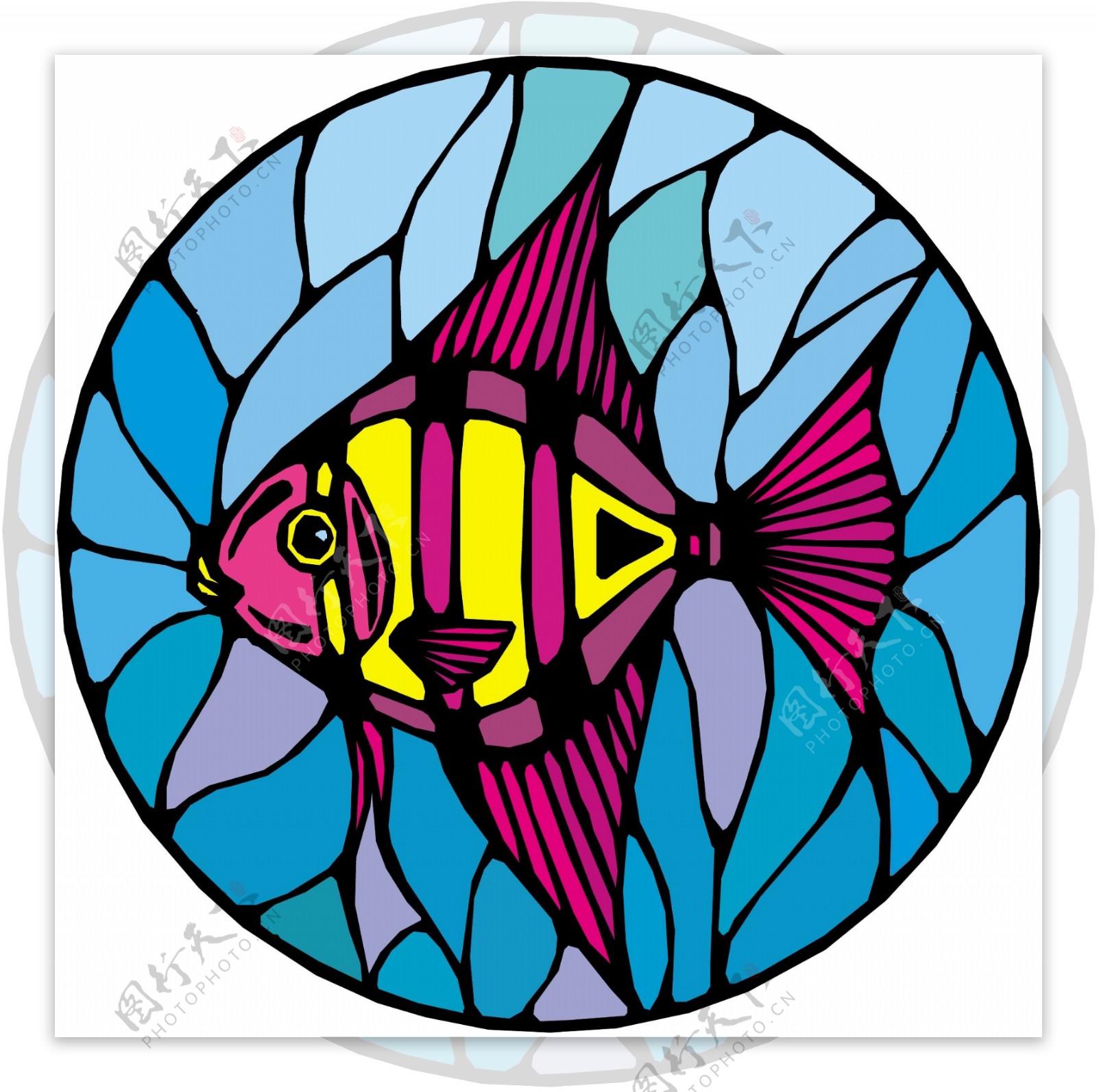 五彩小鱼水生动物矢量素材EPS格式0495