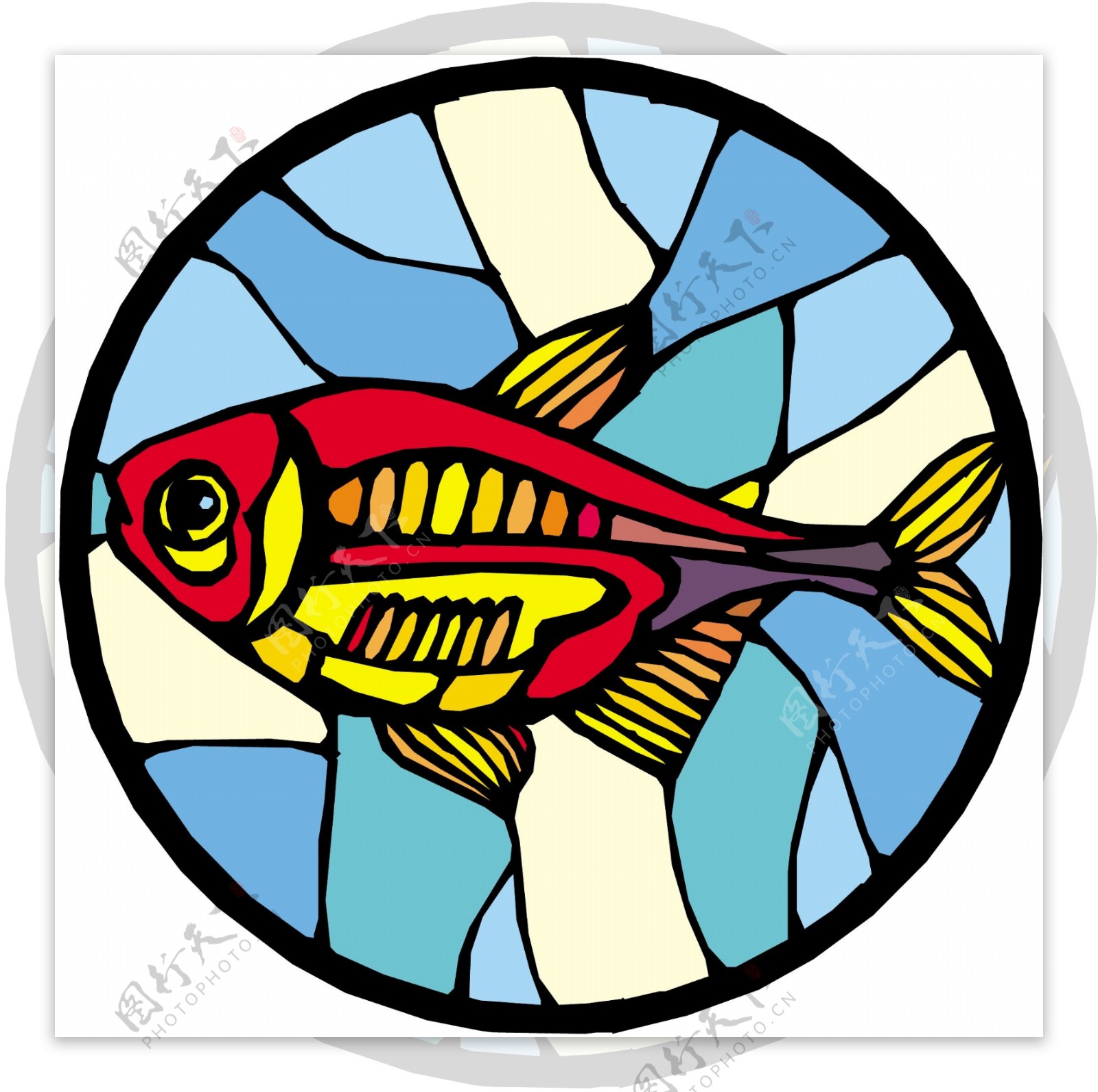 五彩小鱼水生动物矢量素材EPS格式0514