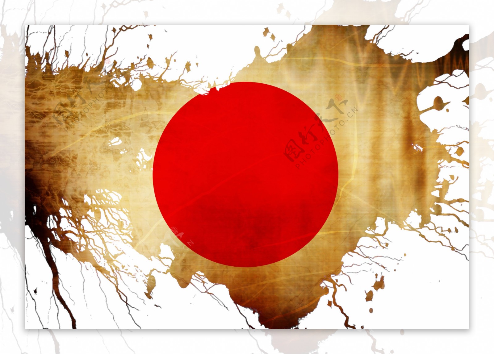 日本国旗墨迹喷溅