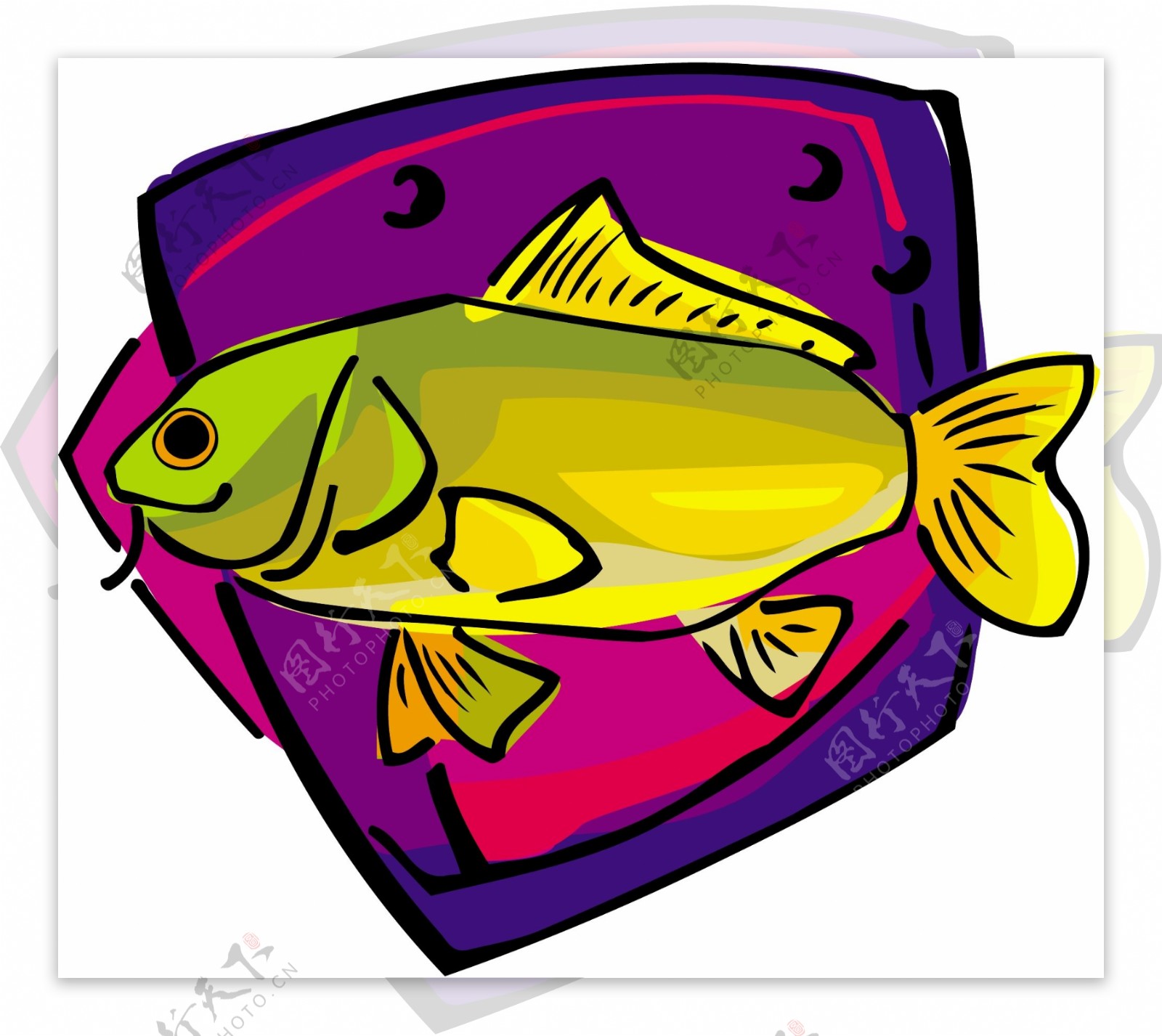 五彩小鱼水生动物矢量素材EPS格式0744