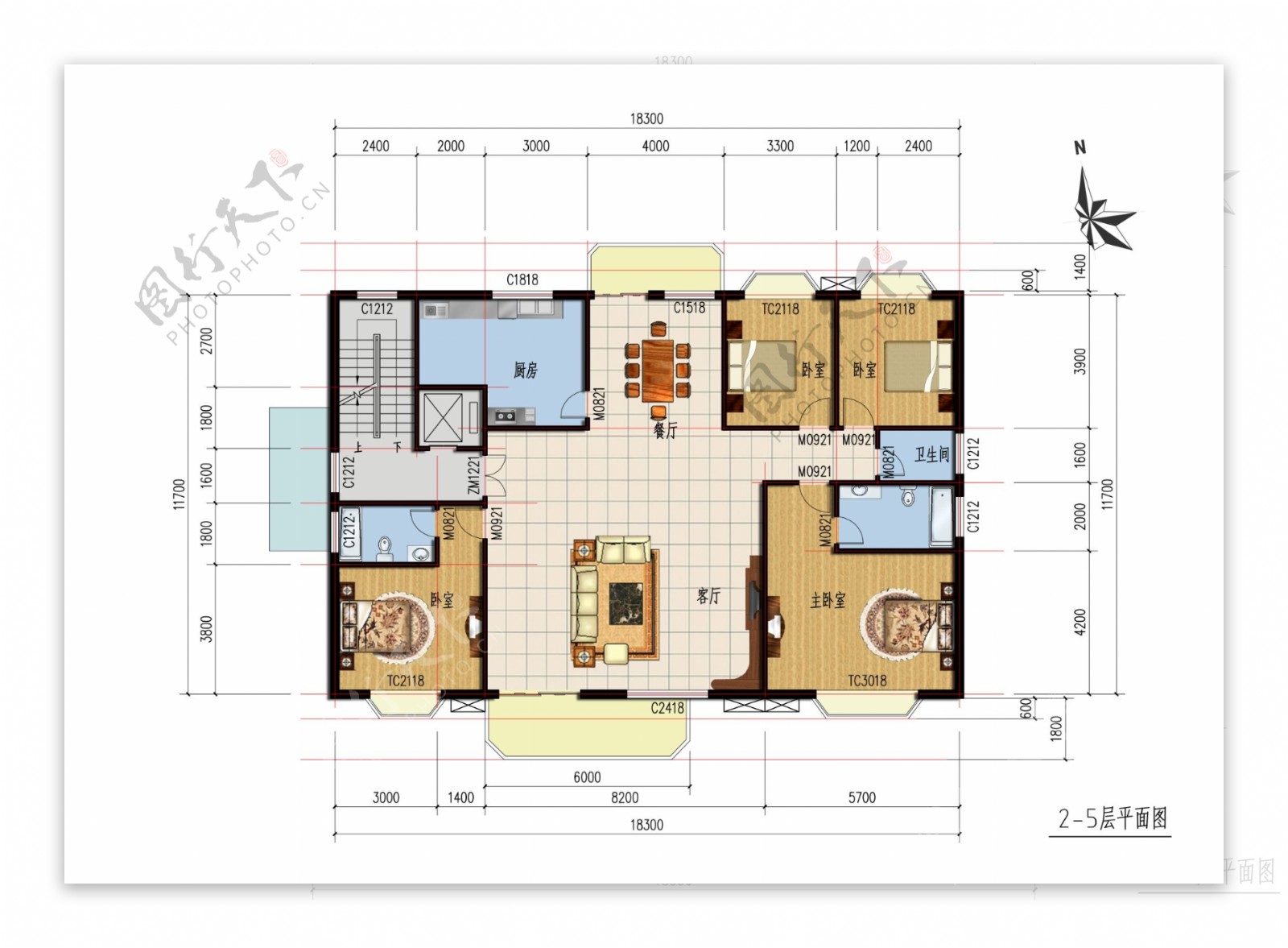 8层别墅设计图2层平面图片