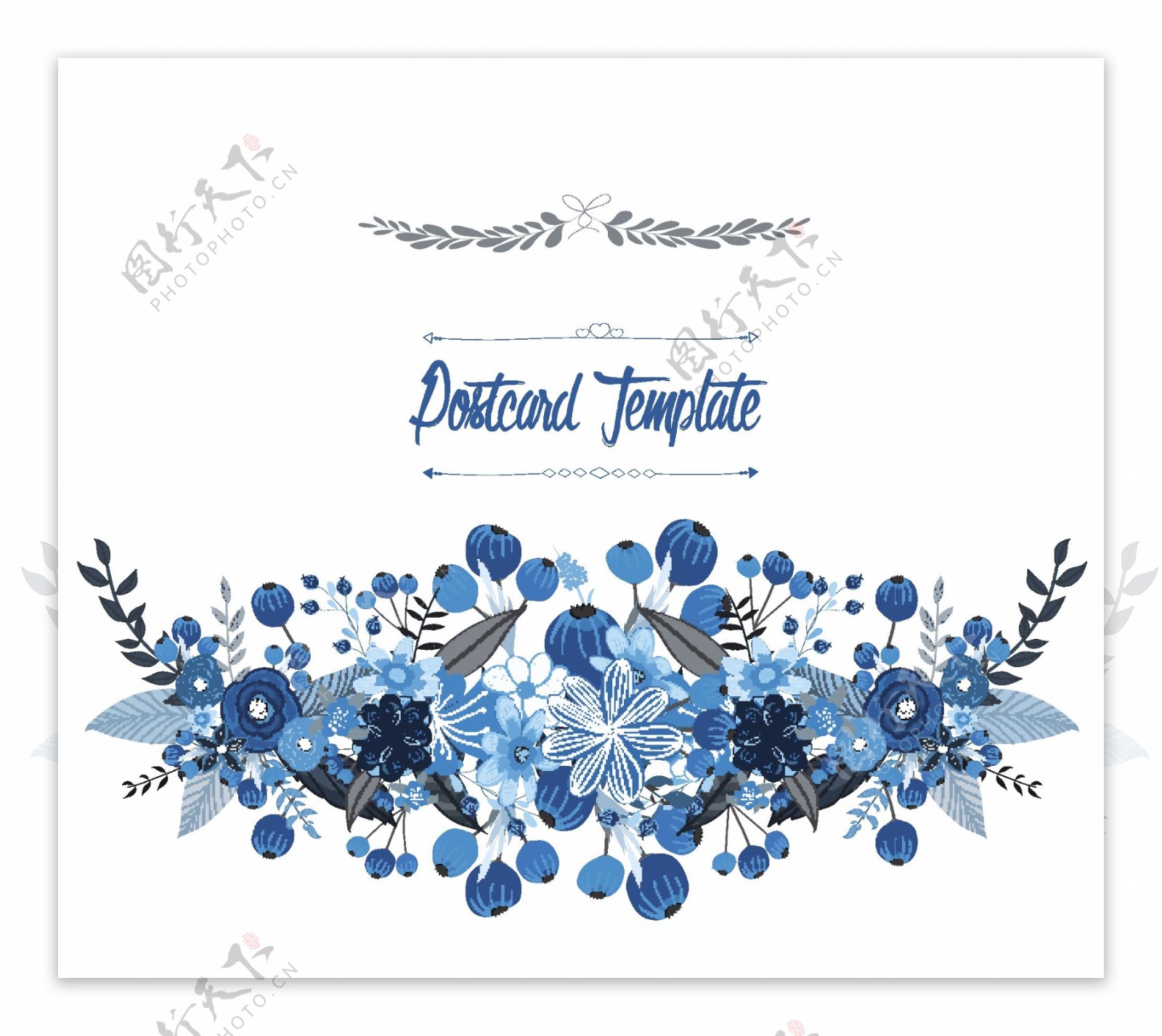 蓝色美丽卡通花朵春天矢量图标素材