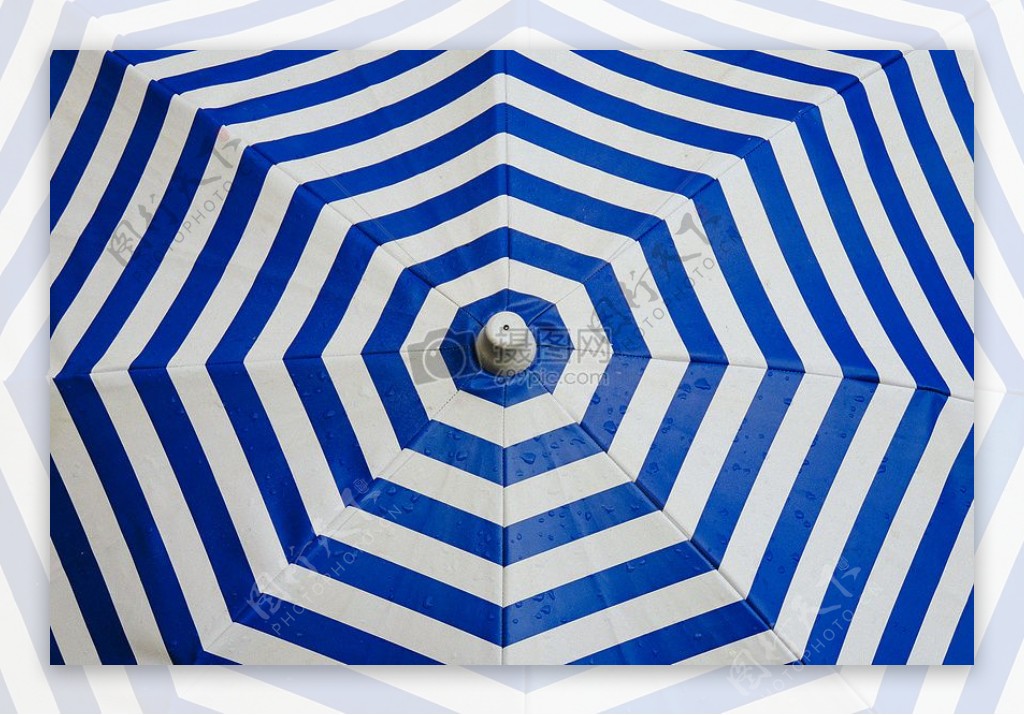 蓝色和白色雪佛龙伞的照片