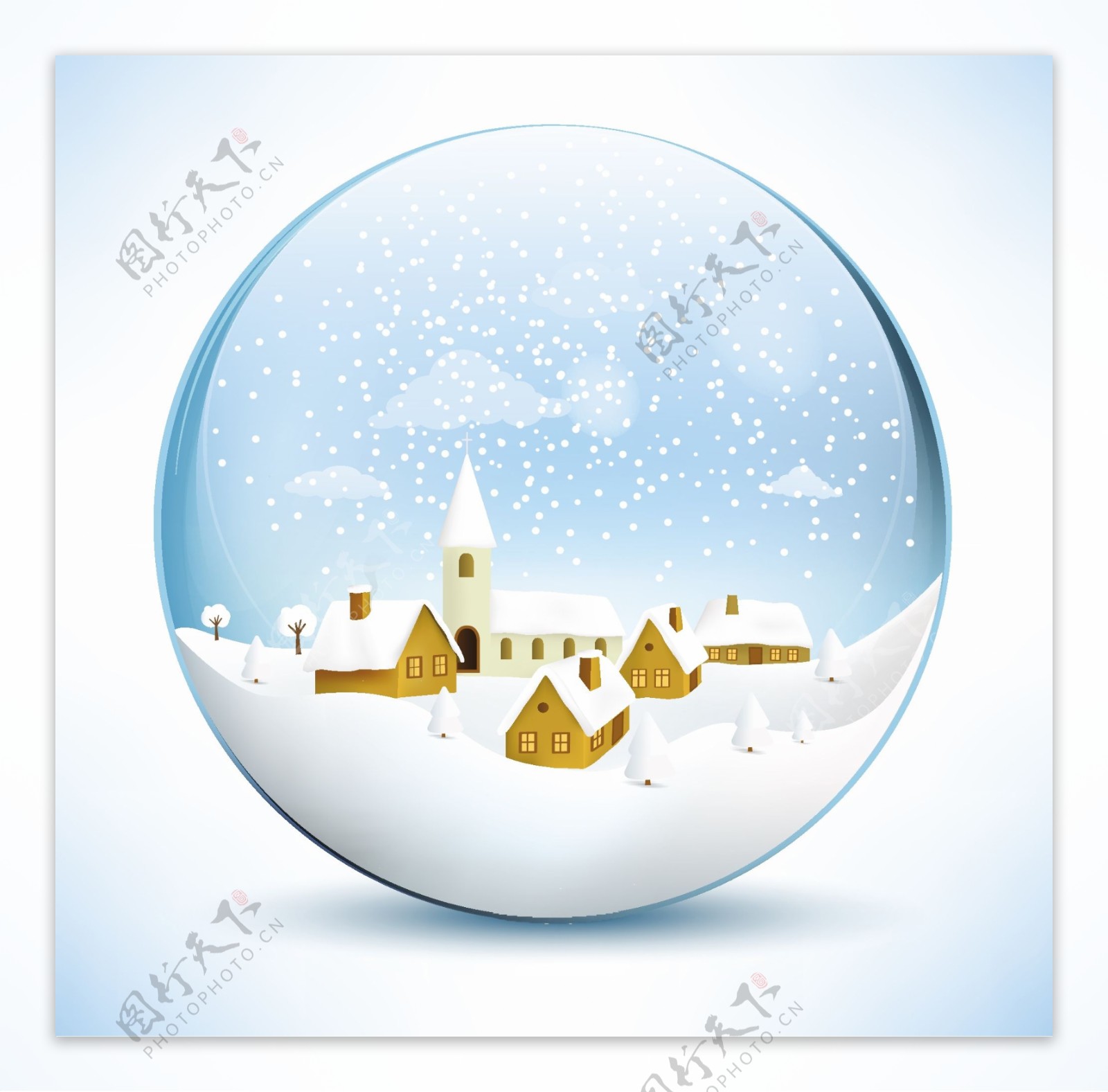 冬季圣诞水晶球矢量素材下载