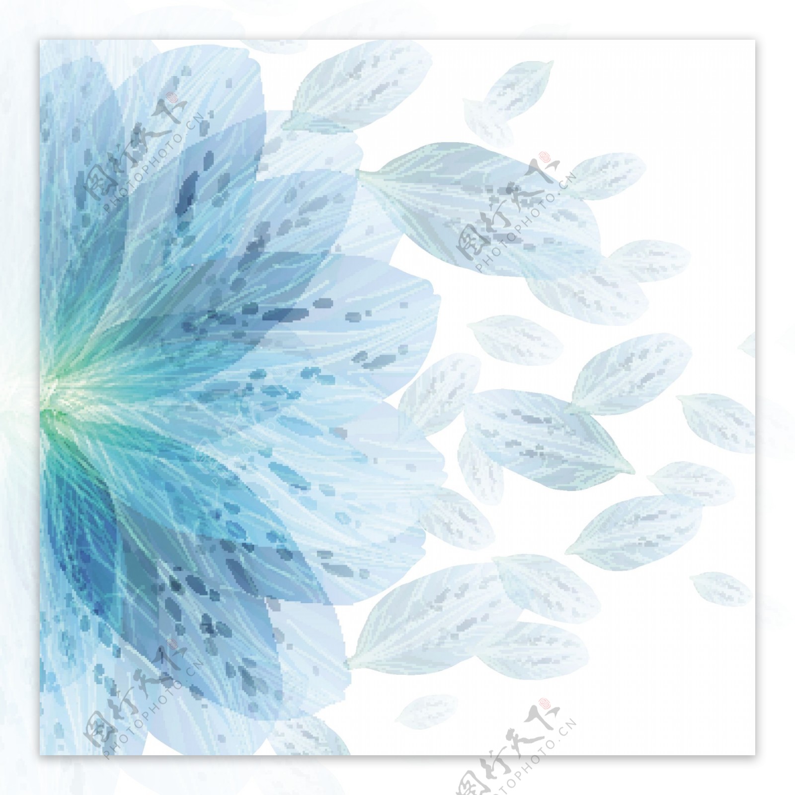 蓝色唯美花朵设计矢量素材