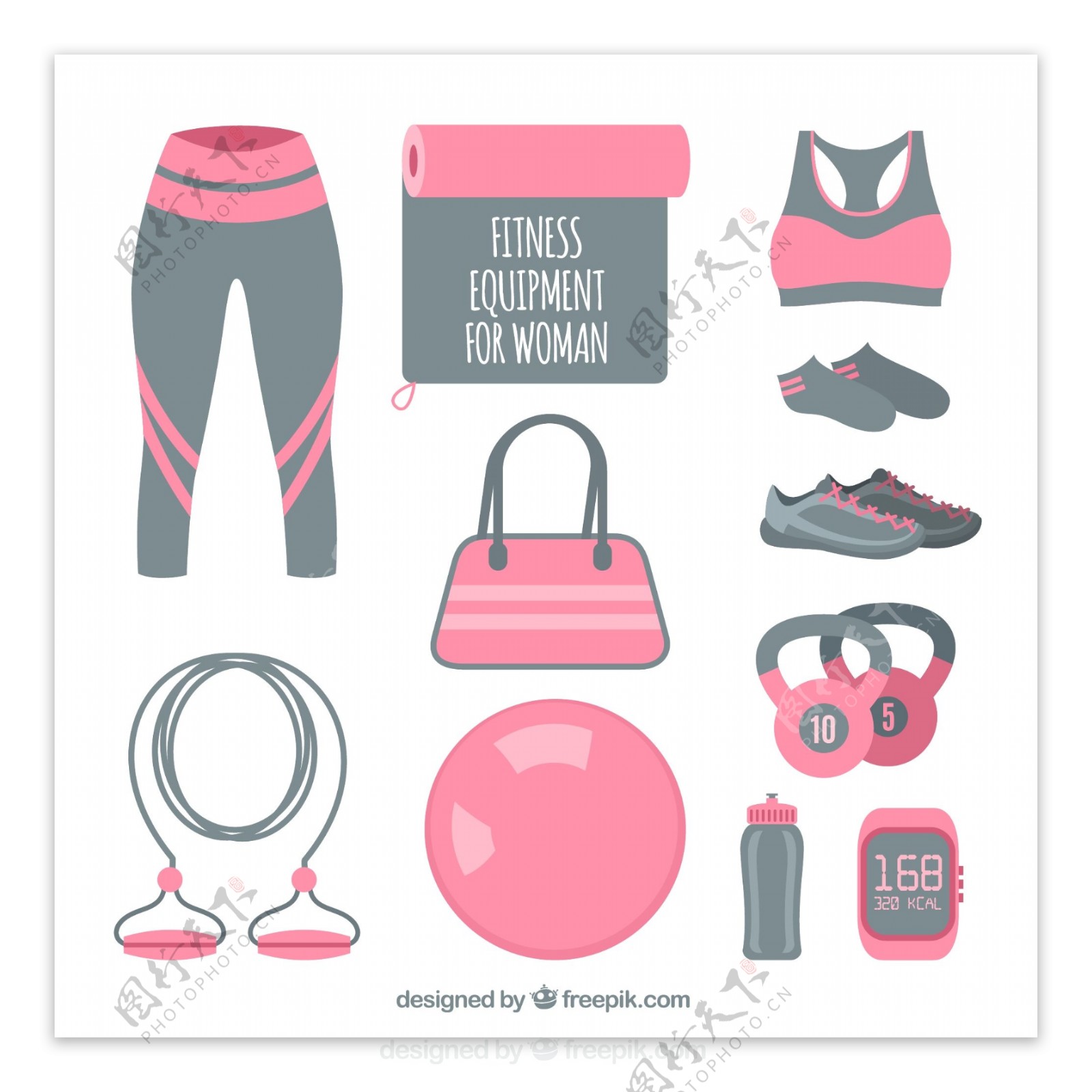 对于女人粉红色的健身器材
