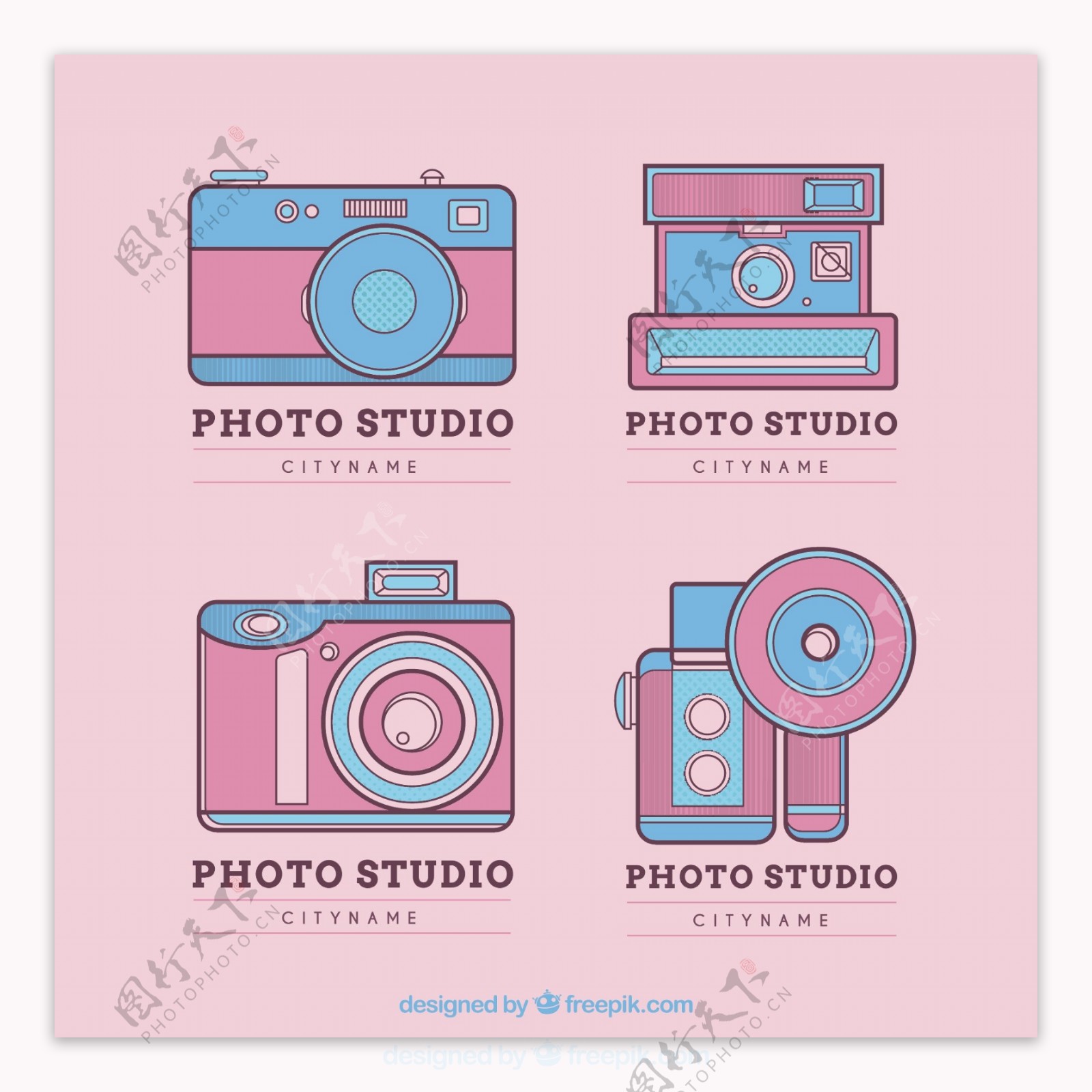 可爱的粉红照片工作室标志