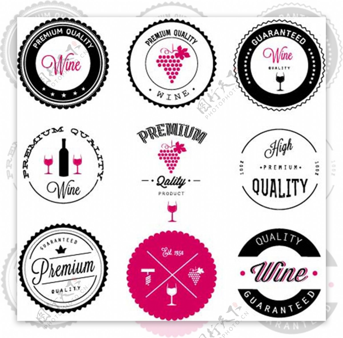 时尚葡萄酒标签矢量设计