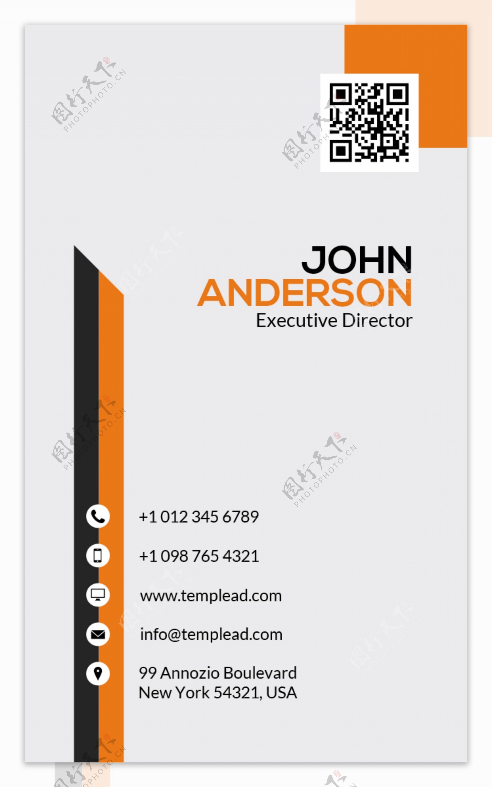 黑白橙色组合名片设计PSD源文件