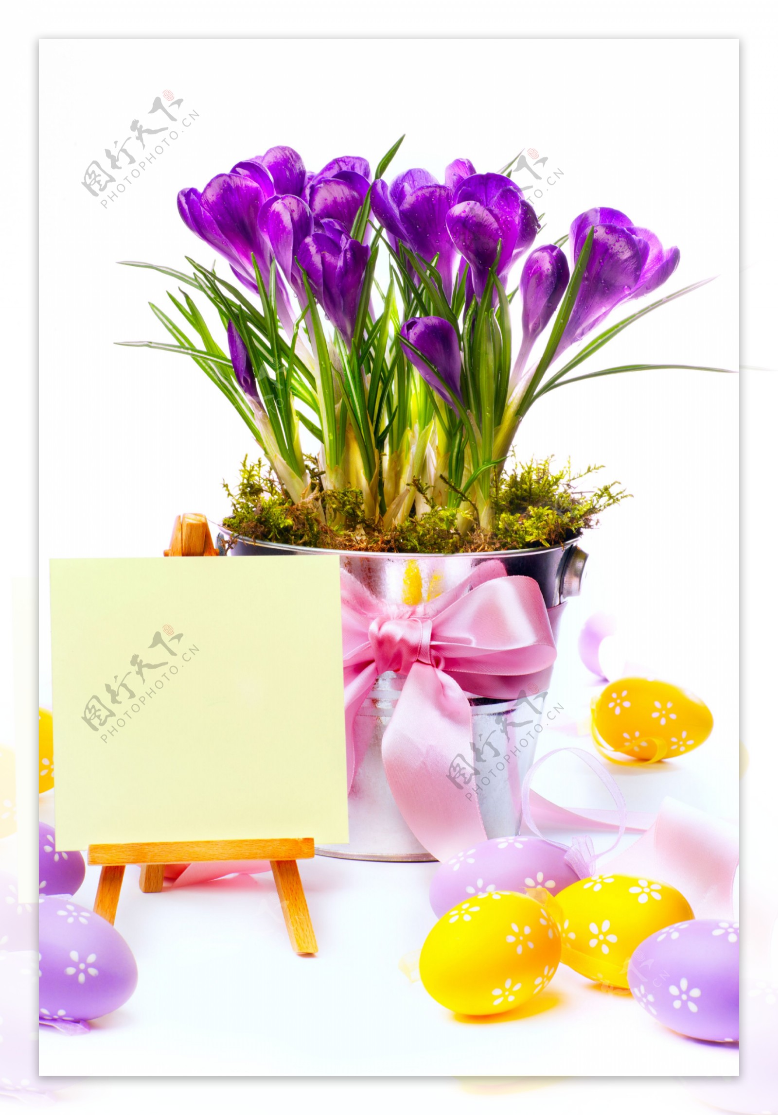 复活节彩蛋与花盆图片