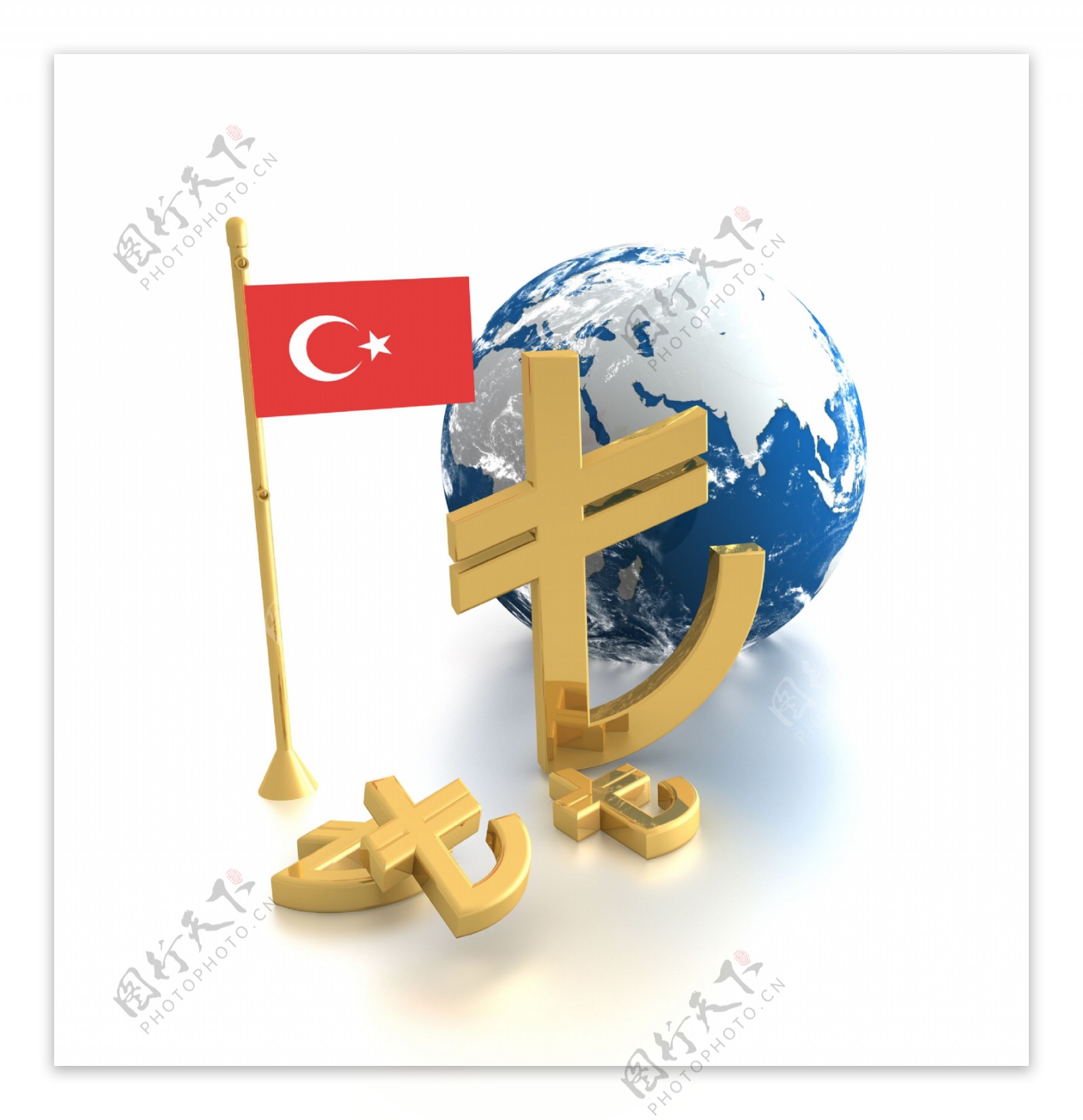 土耳其国旗与地球