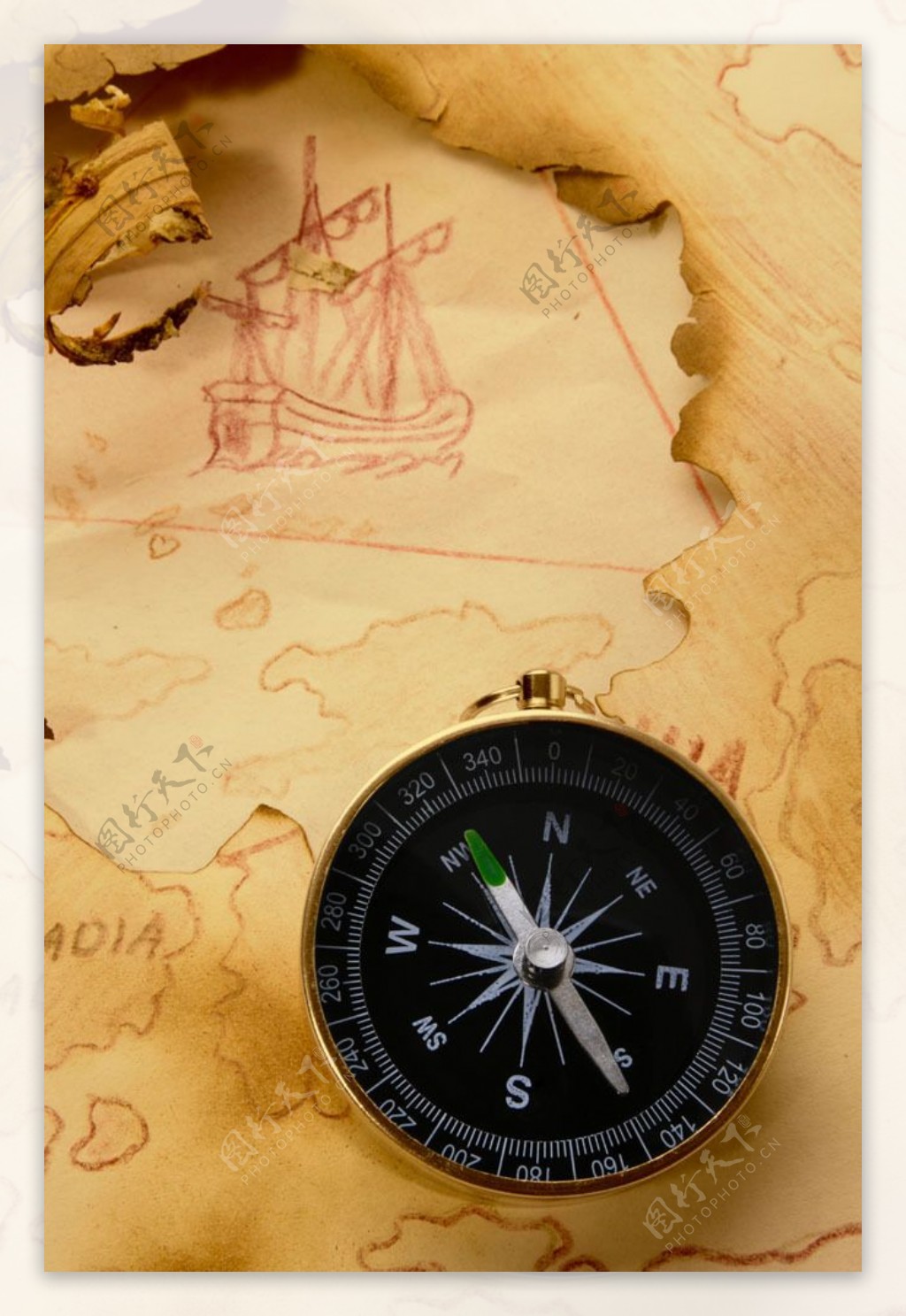 指南针与地图图片