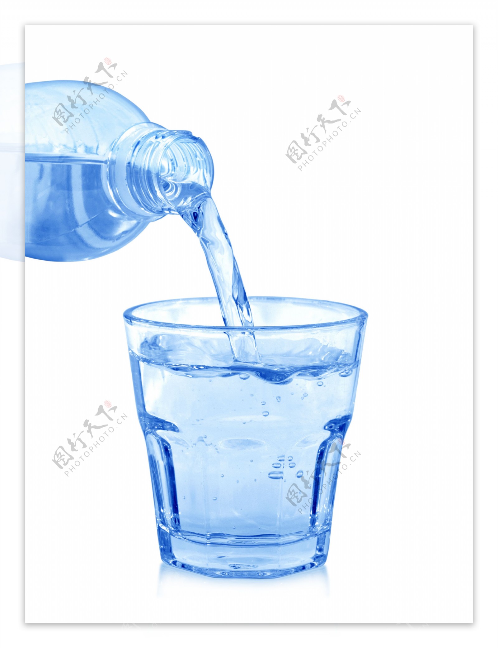 蓝色水瓶与玻璃杯图片