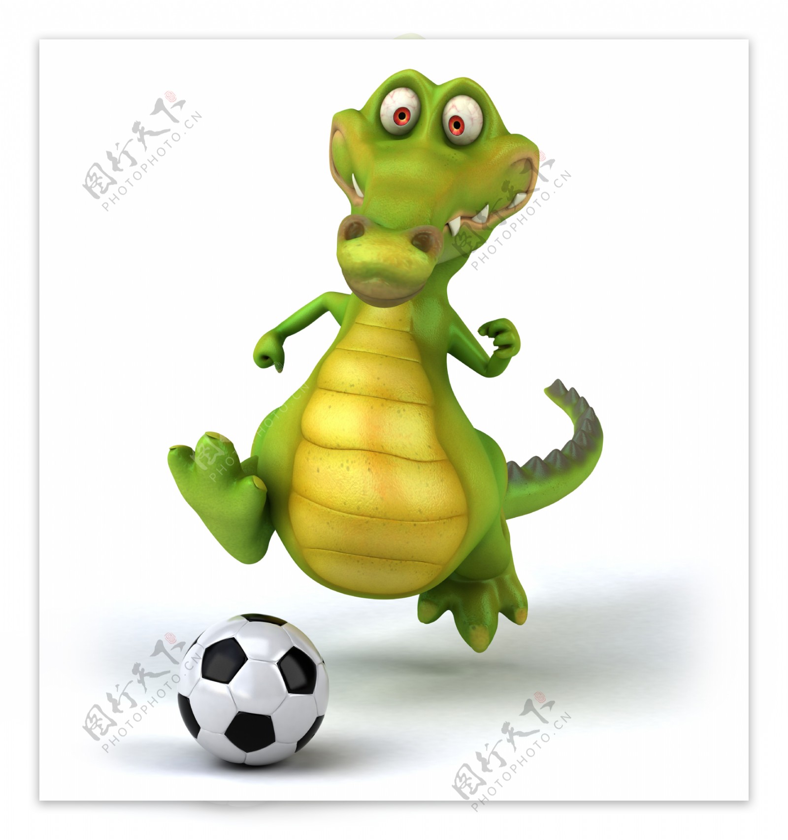 踢足球的卡通恐龙