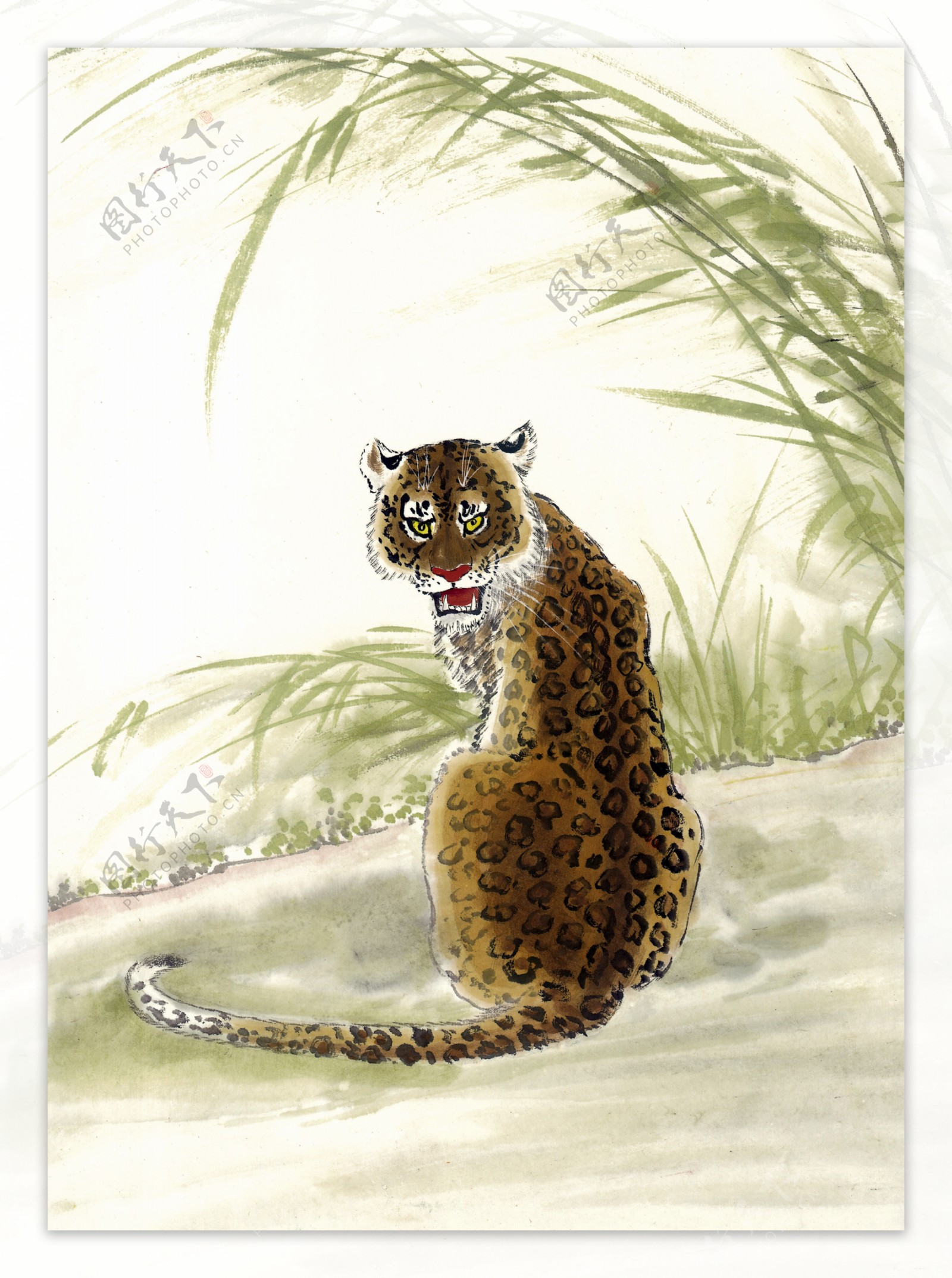 豹写意动物画国画0013
