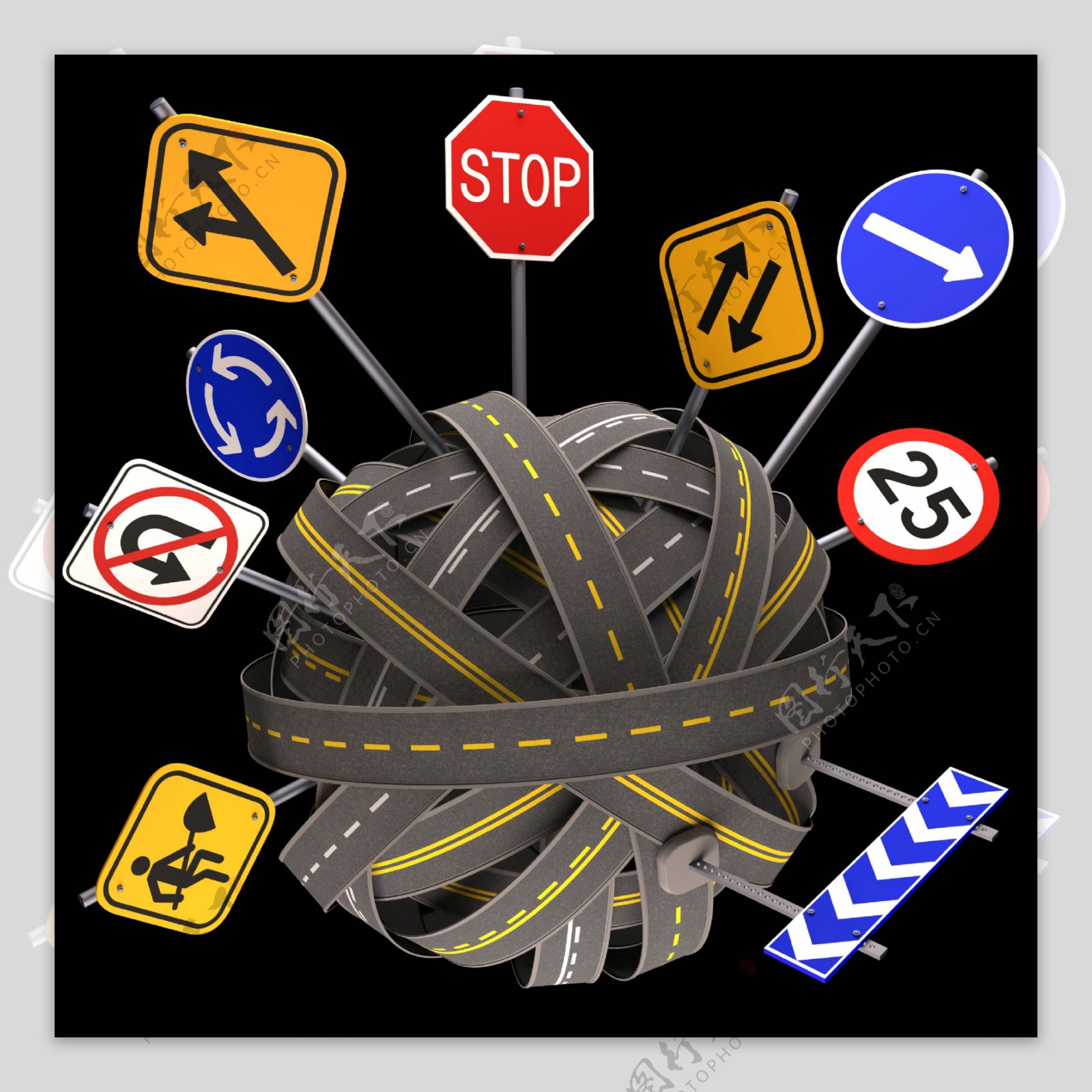 交通指示牌与公路图片