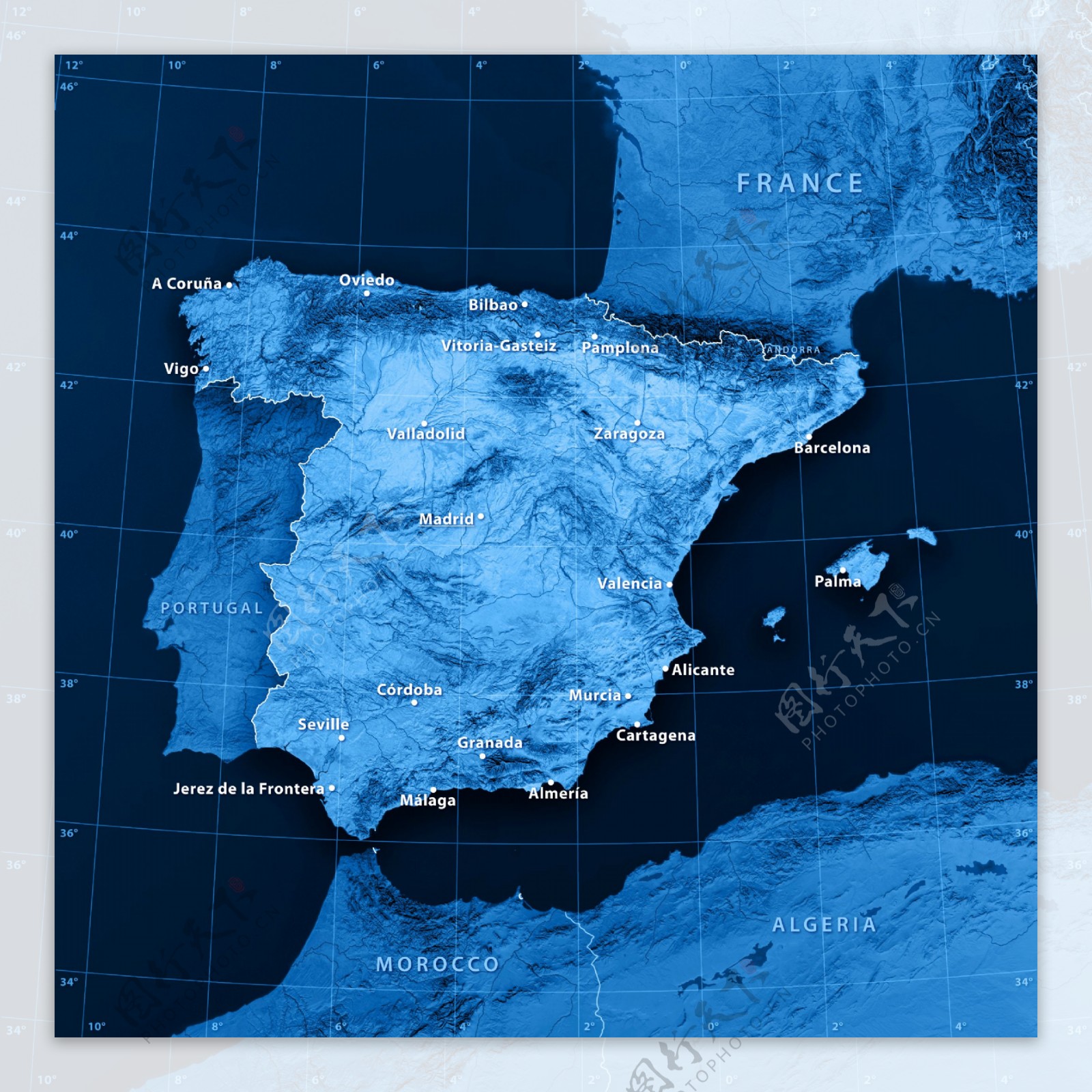 西班牙葡萄牙地图图片