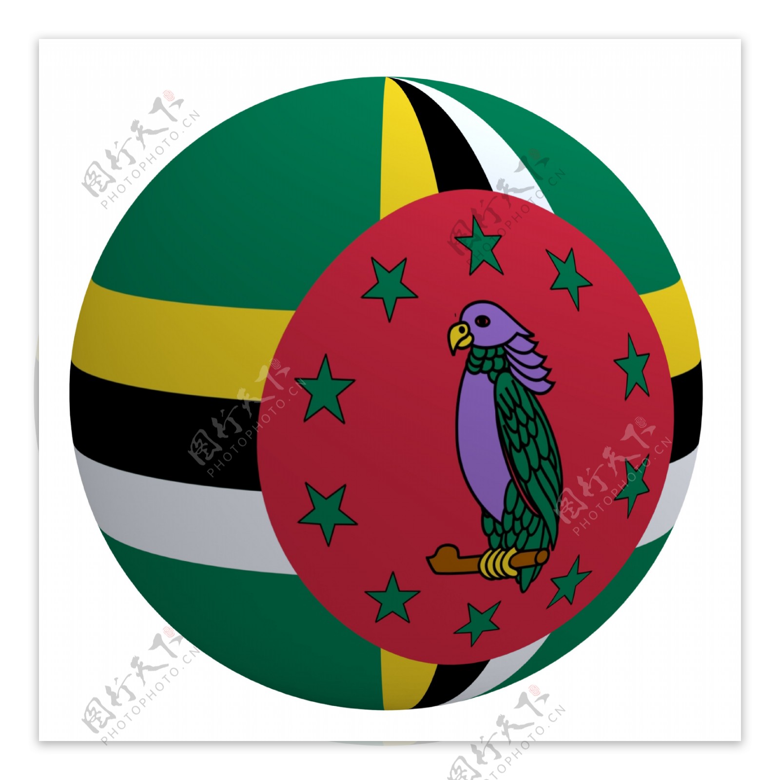 多米尼加国旗上的球孤立在白色