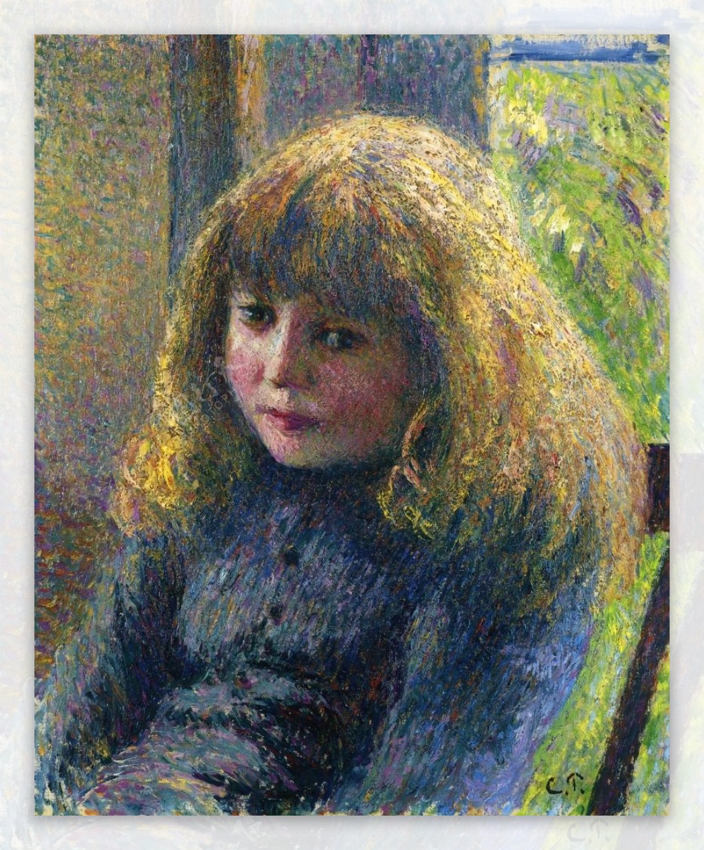 小女孩人物肖像油画图片