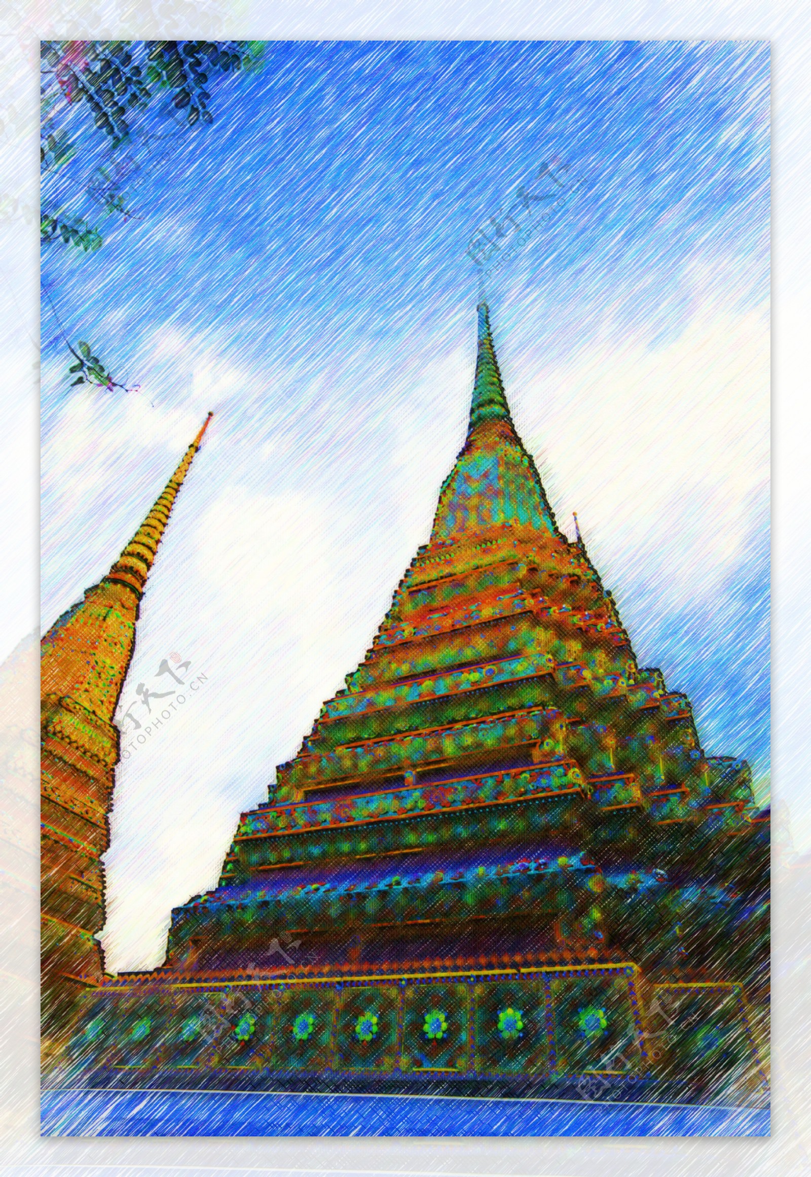 泰国风景油画写生图片