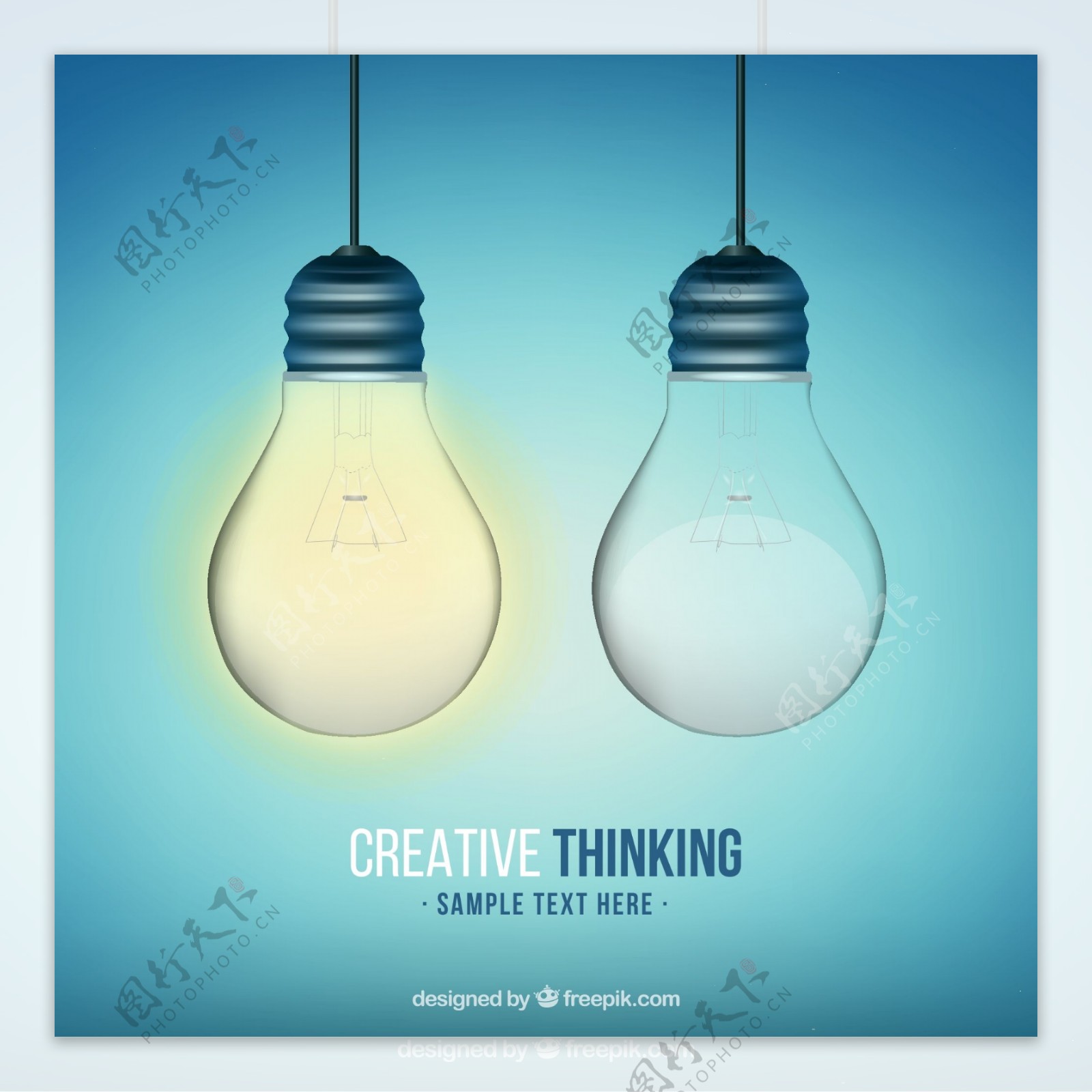创新思维灯泡设计矢量素材图片