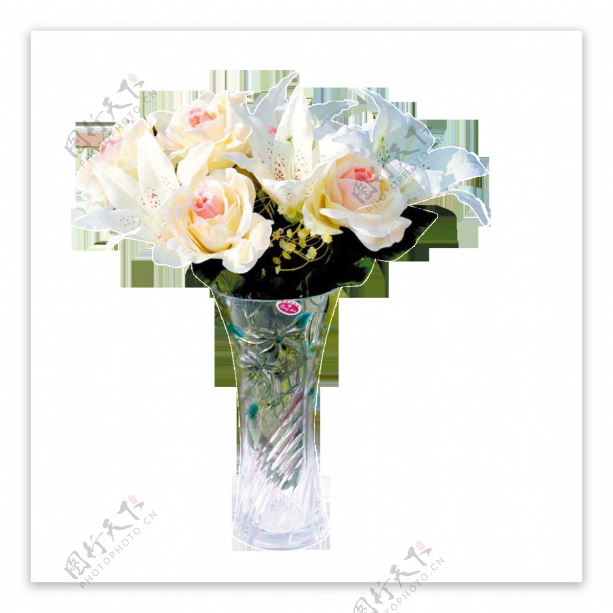 唯美花瓶白色鲜花插花素材