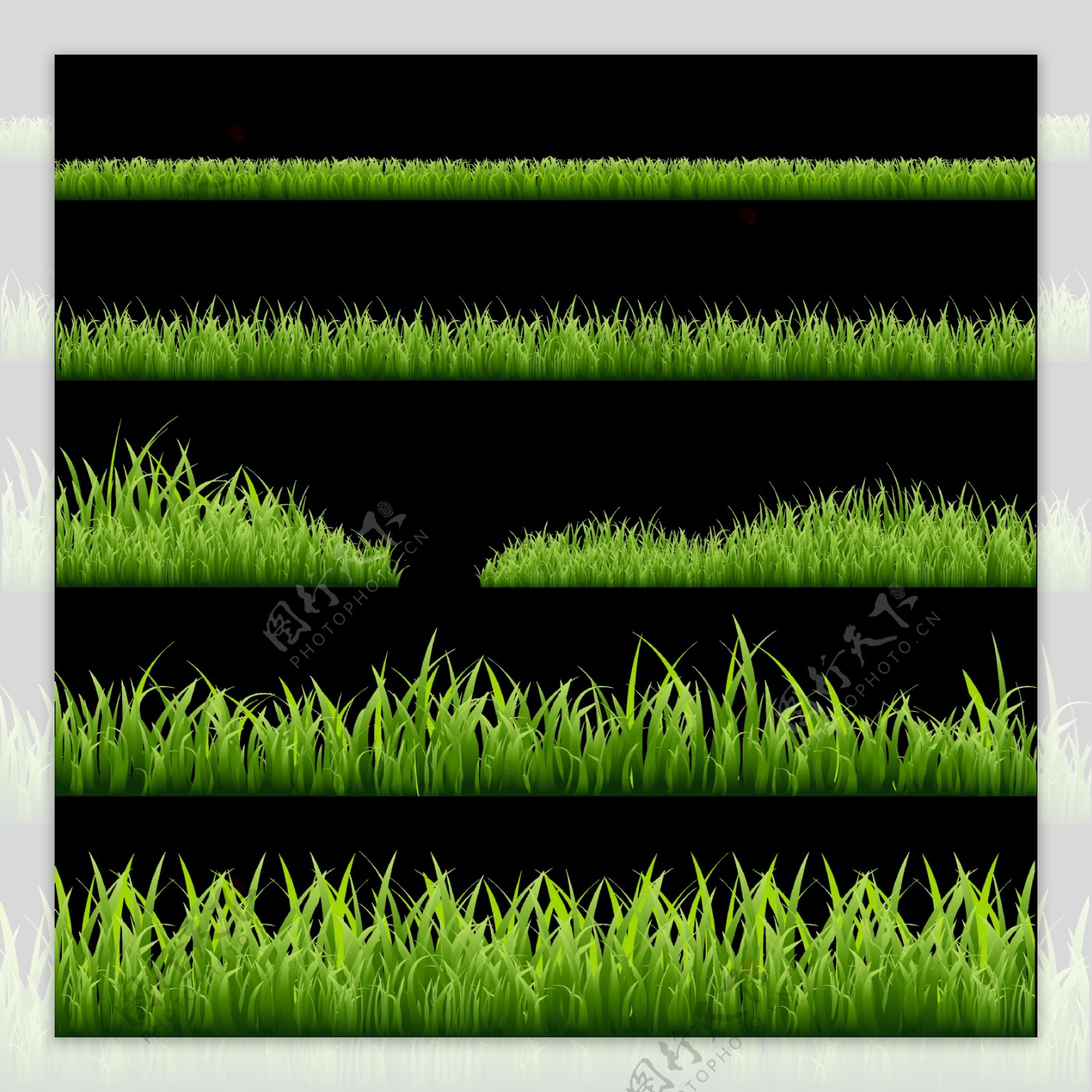 绿色草地花边免抠png透明图层素材