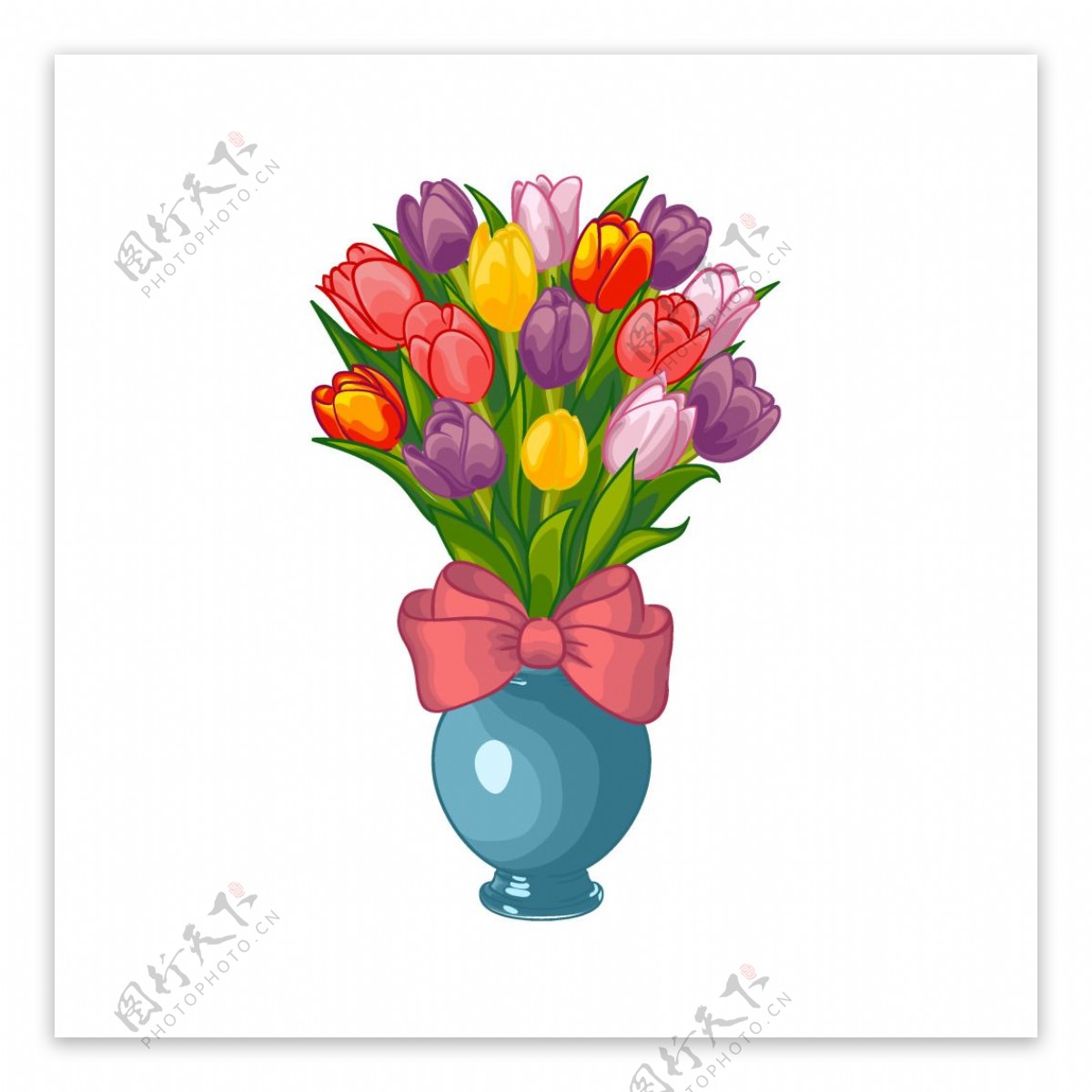 矢量彩色花朵花瓶元素