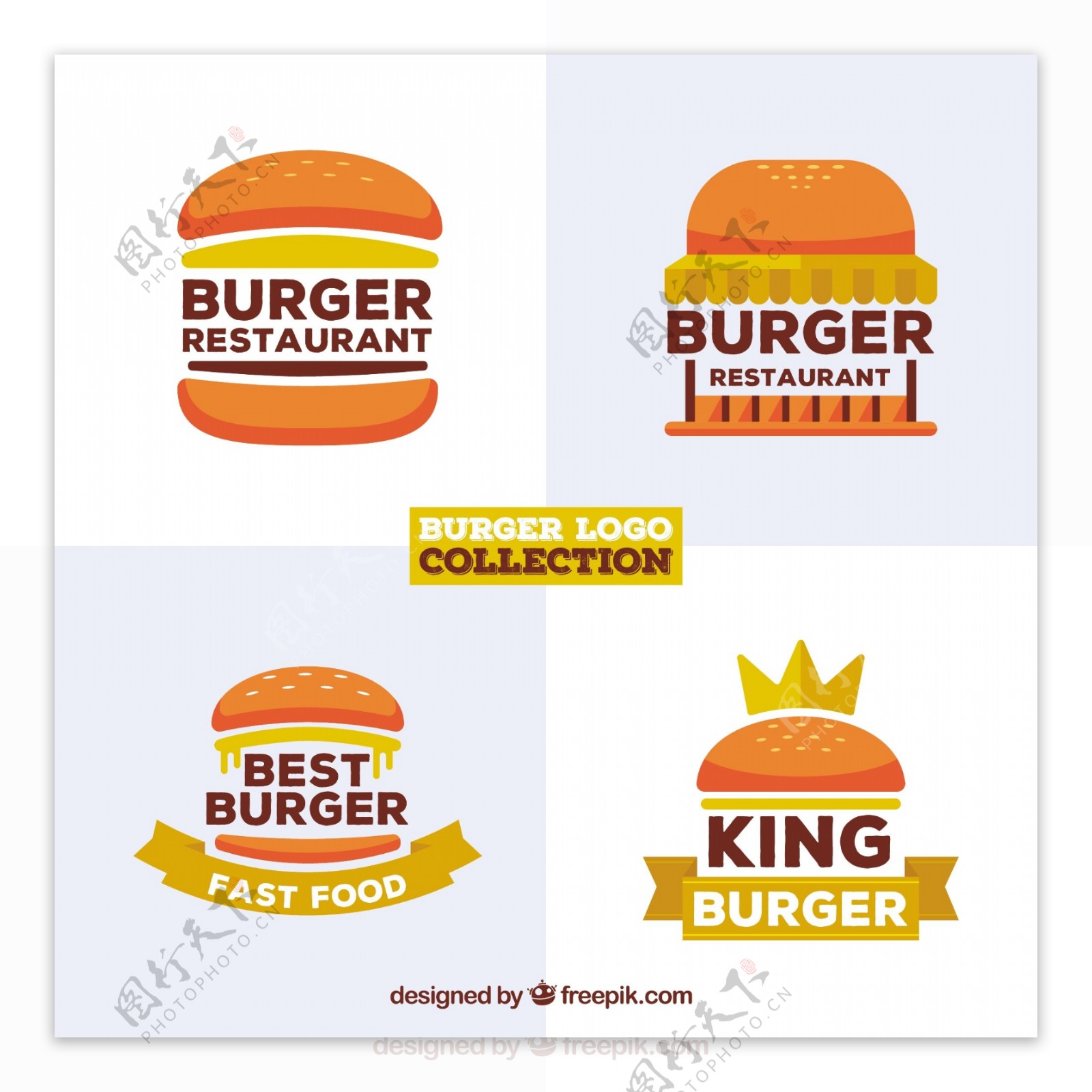 各种汉堡餐厅标志系列