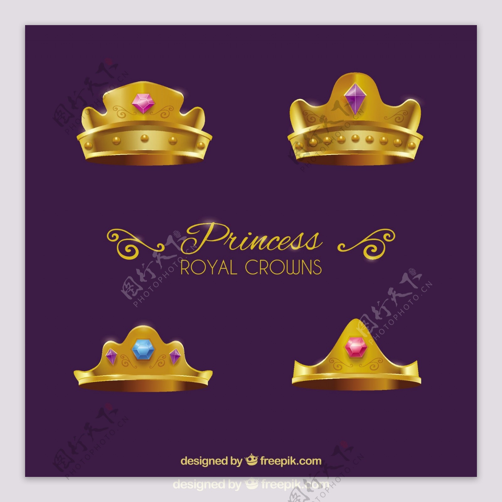 镶嵌宝石的金色皇冠图标