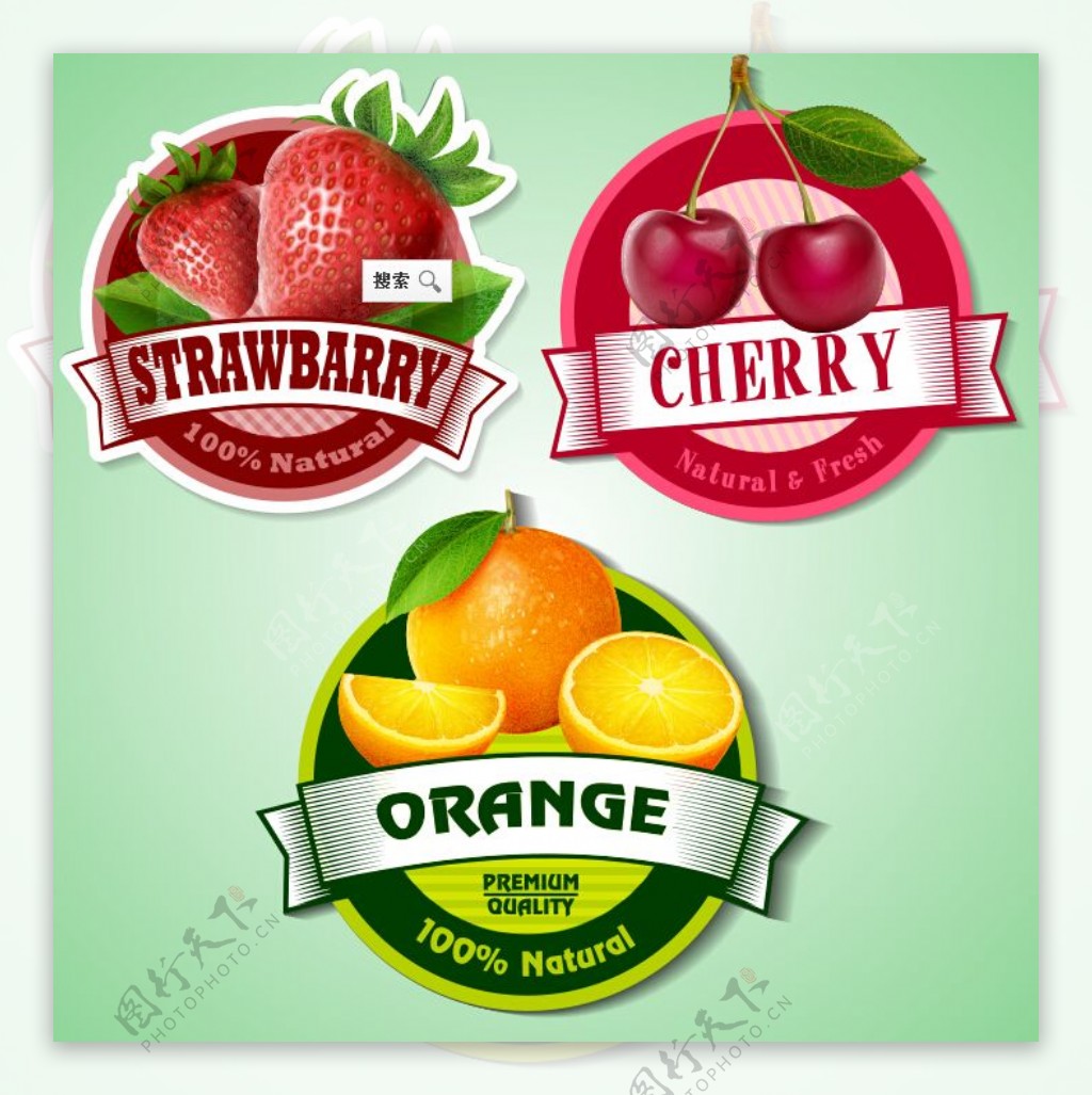 3款水果标签矢量素材