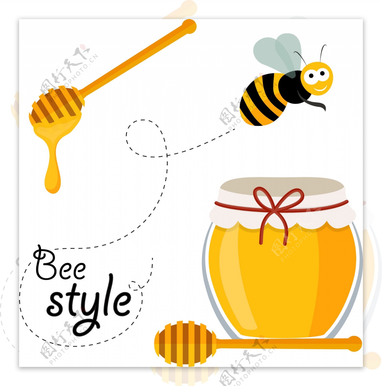 卡通蜜蜂与蜂蜜