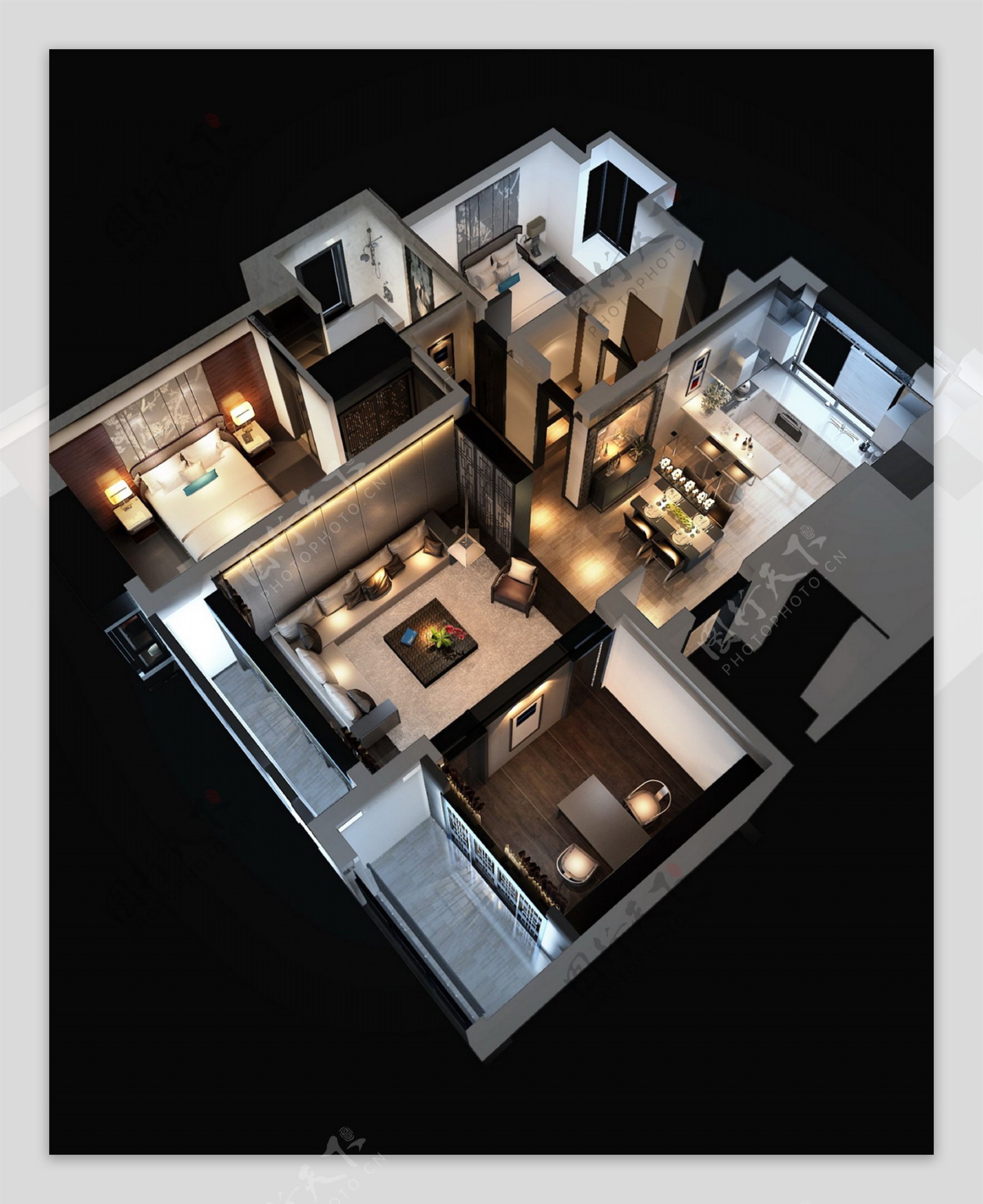 新中式3D家装效果图