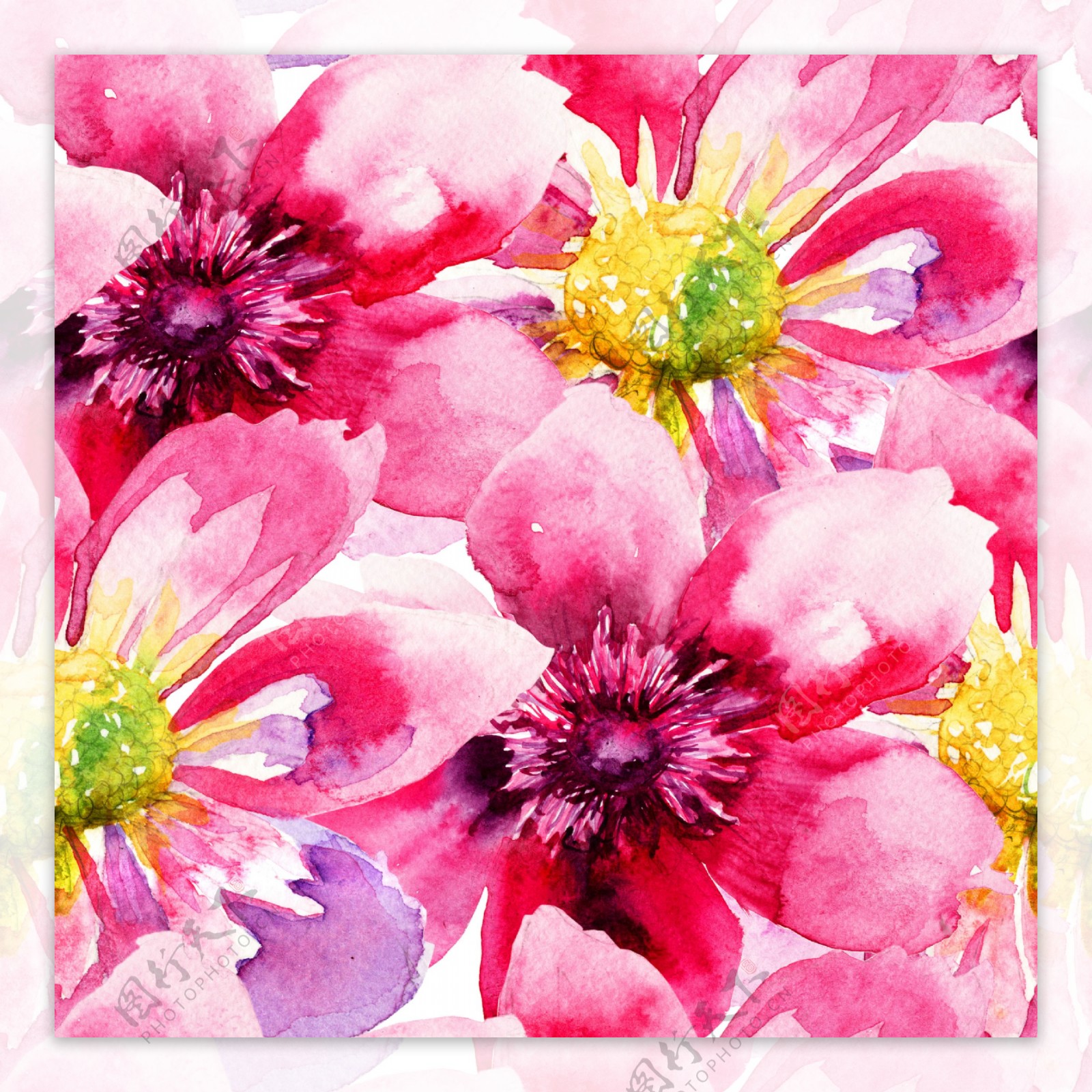 水彩花朵背景素材图片