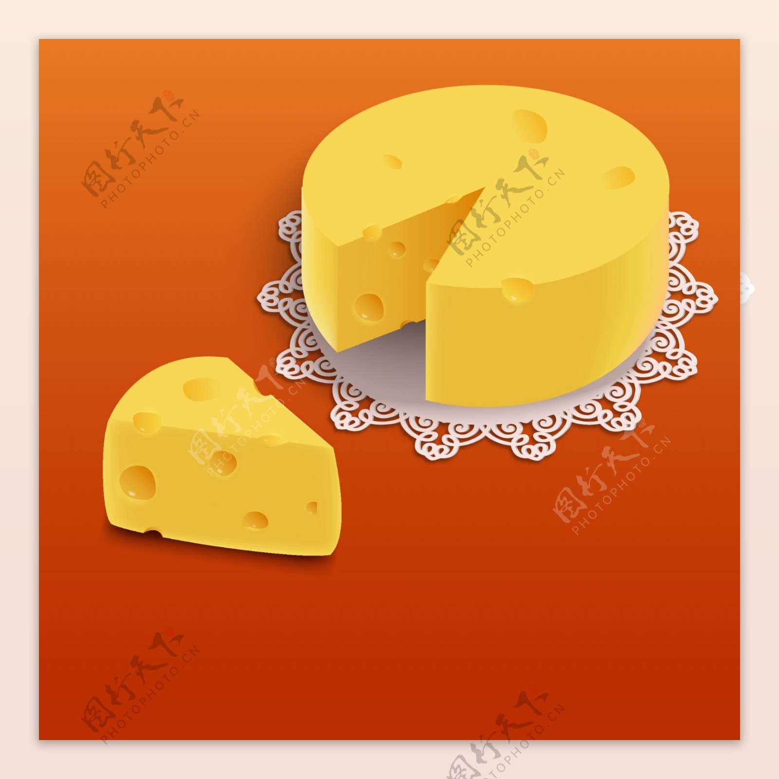 被切开的奶酪绘制