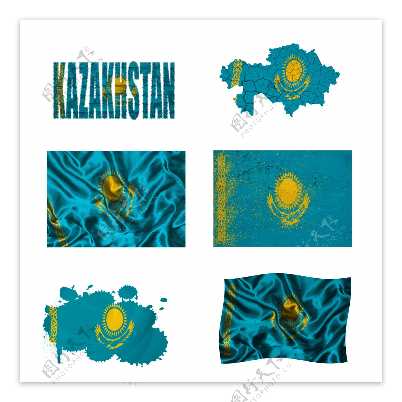 哈萨克斯坦国旗地图图片