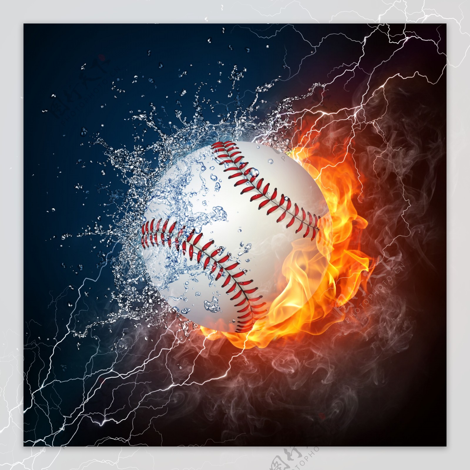 水珠火焰与棒球图片