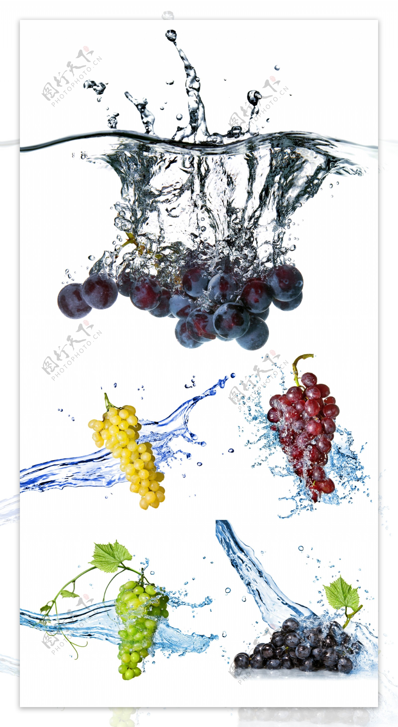 5款水中的葡萄图片高清素材