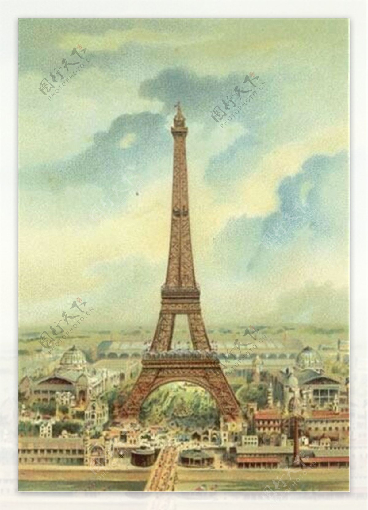 水彩风巴黎铁塔