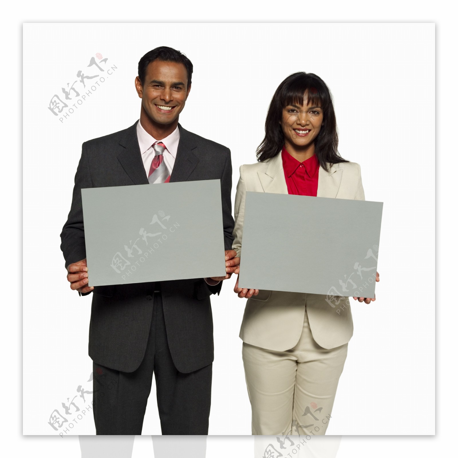 商务男女与广告牌图片