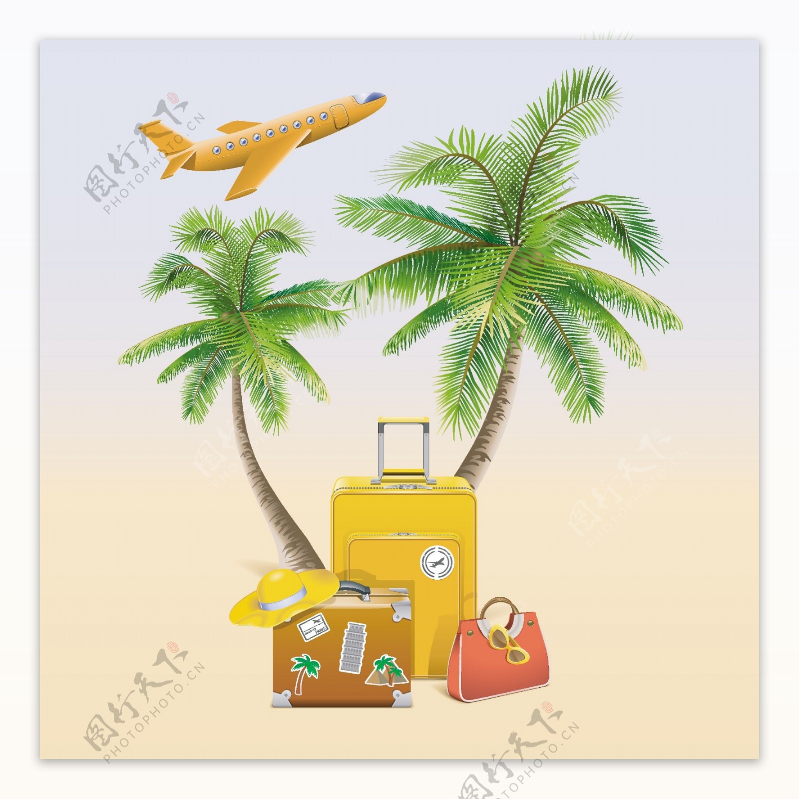 飞机椰树行李箱