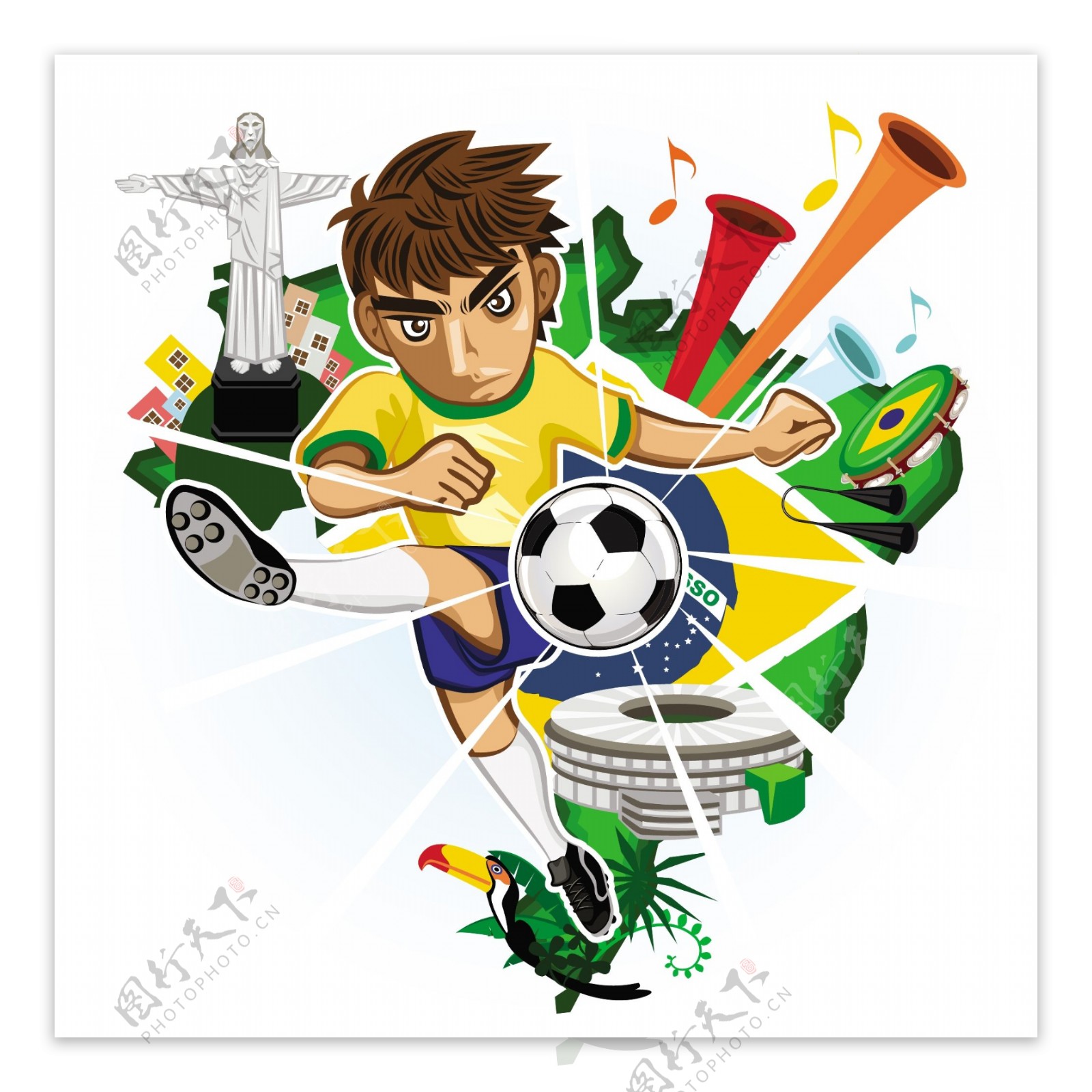 卡通巴西足球运动员