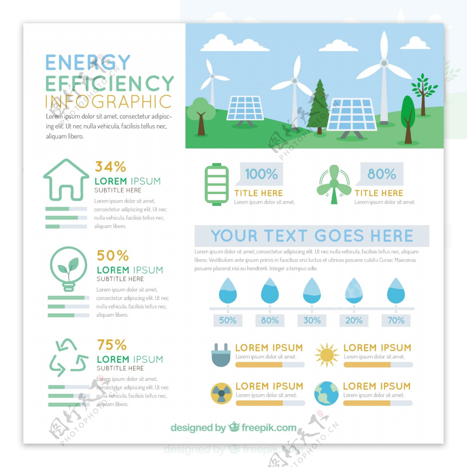 随着能源效率要素infography