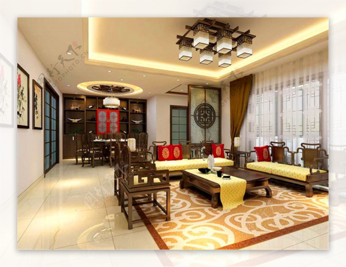中式客厅模型1