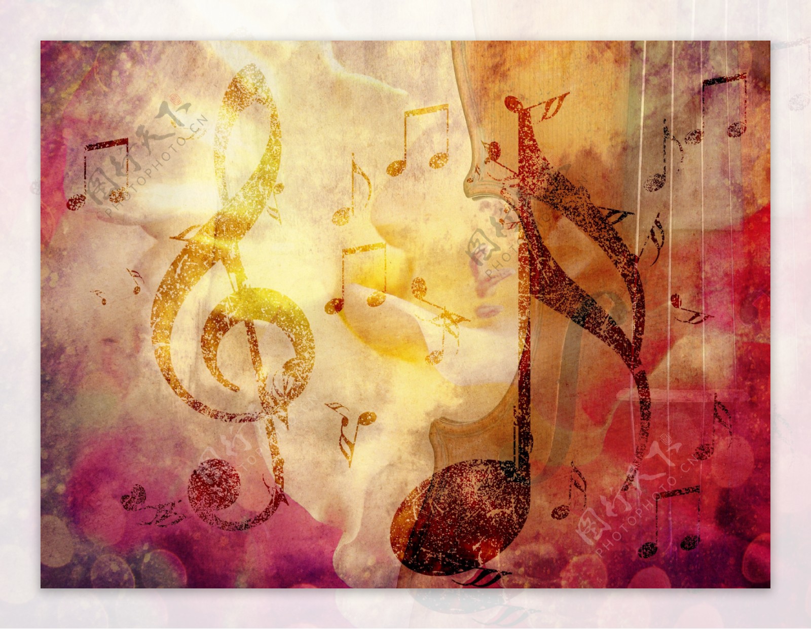 梦幻背景与音乐符号图片