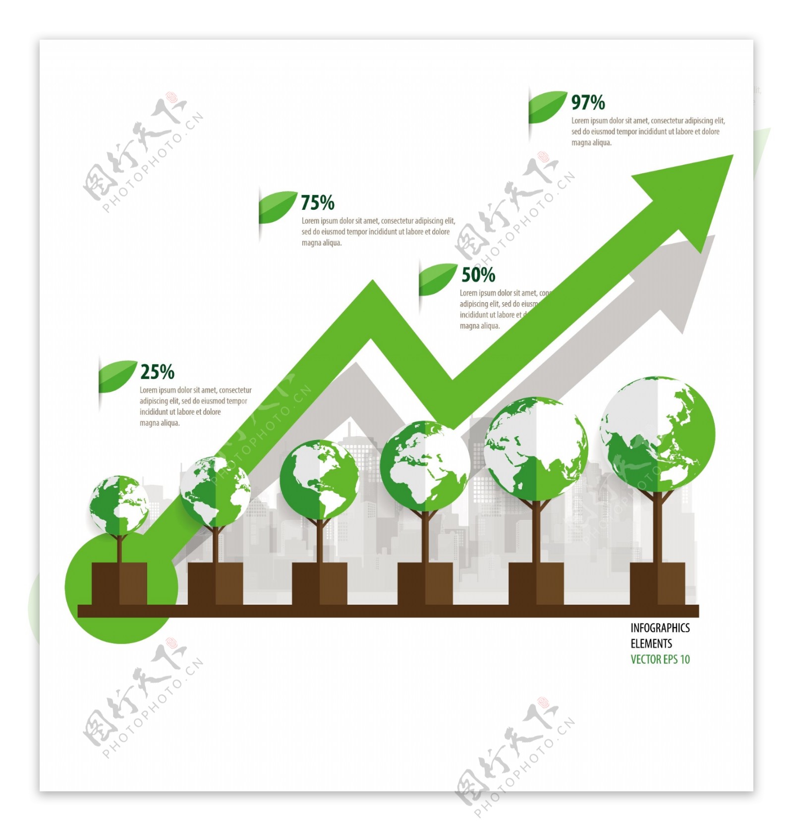 绿色生态地球信息图形矢量素材下载